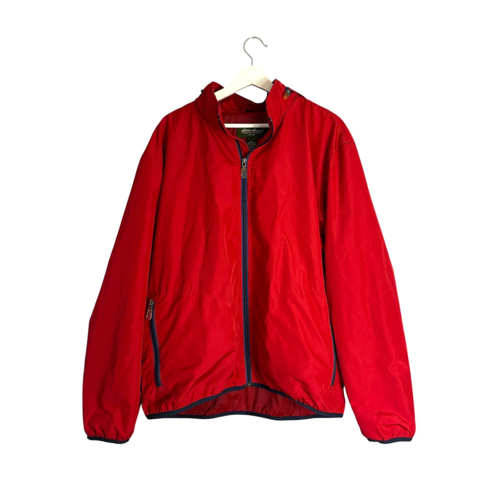 Eddie Bauer Men's Red Windbreaker Jacket Full Zip Size Large photo 1