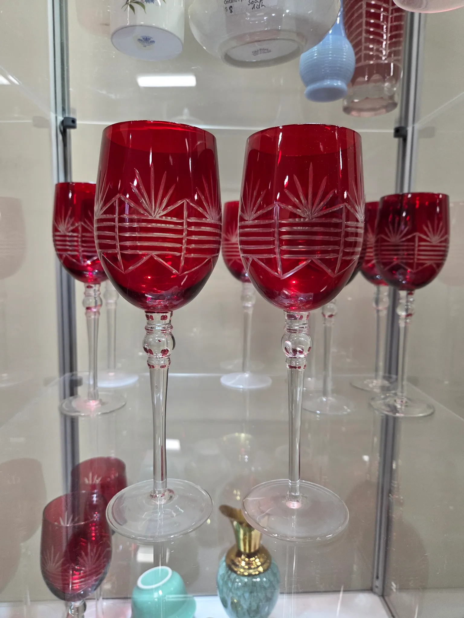 Martini shaker plus 10 etched glasses  photo 1