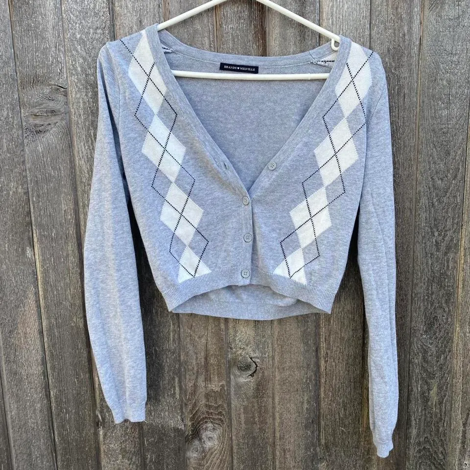 brandy melville grey elizabeth argyle cardigan  photo 1