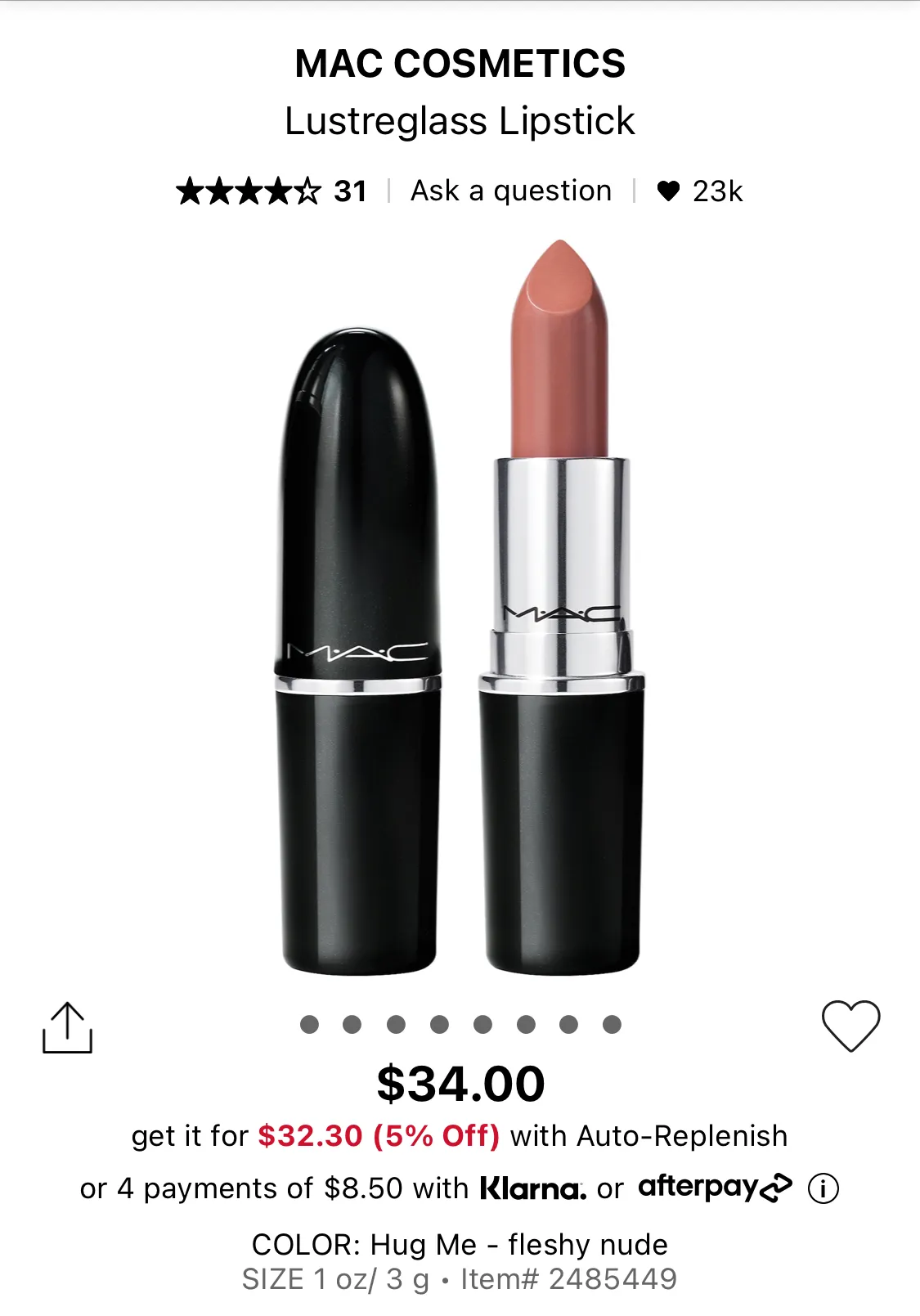 MAC Cosmetic Hug Me Lustreglass Lipstick photo 1