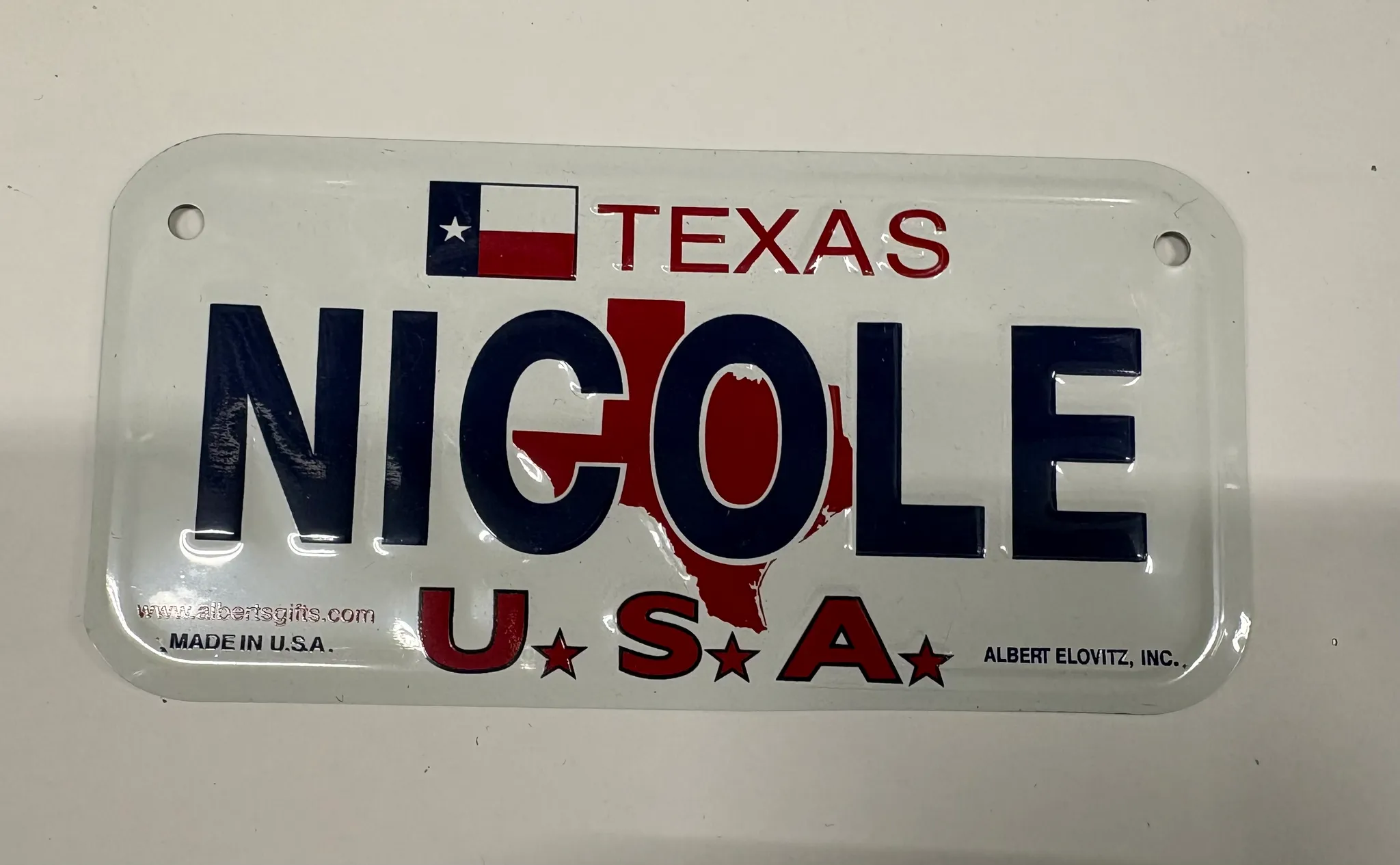 Small Texas “Nicole” Novelty License Plate – USA Style photo 1