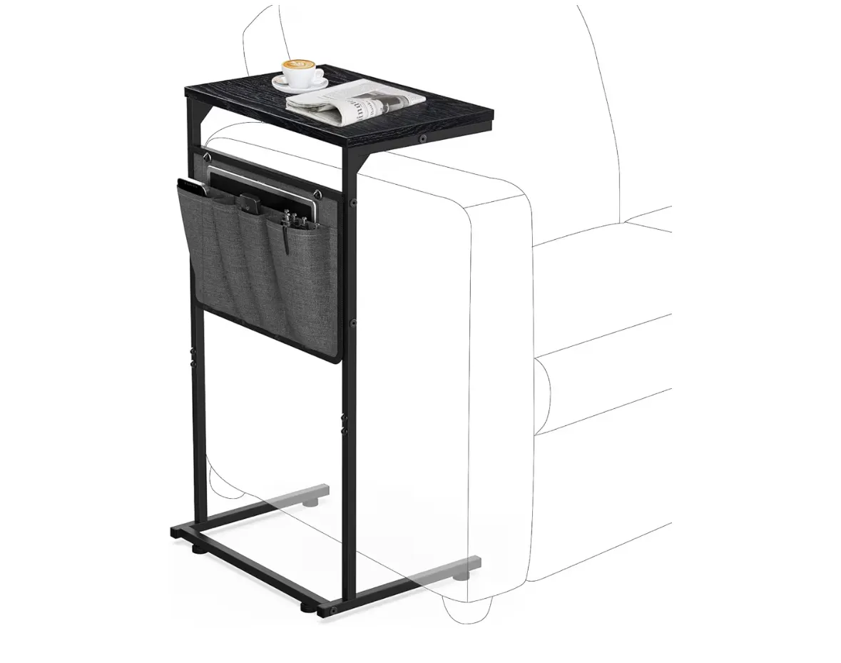 Vantic C Table End Table, C Shaped Side Table with Storage Bag photo 1