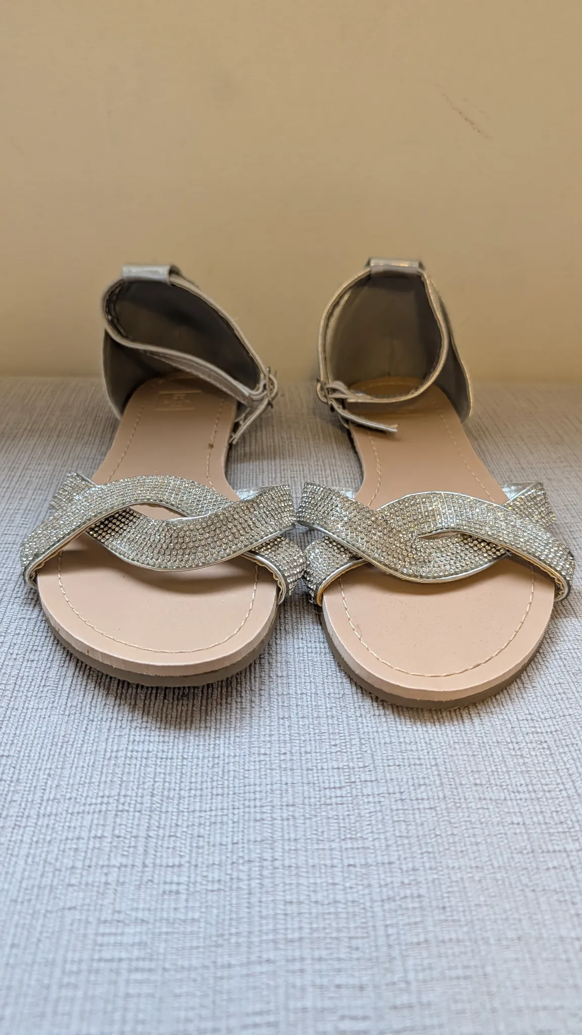 Brand New Silver Embellished Flat Sandals - Women's Size 8 photo 1