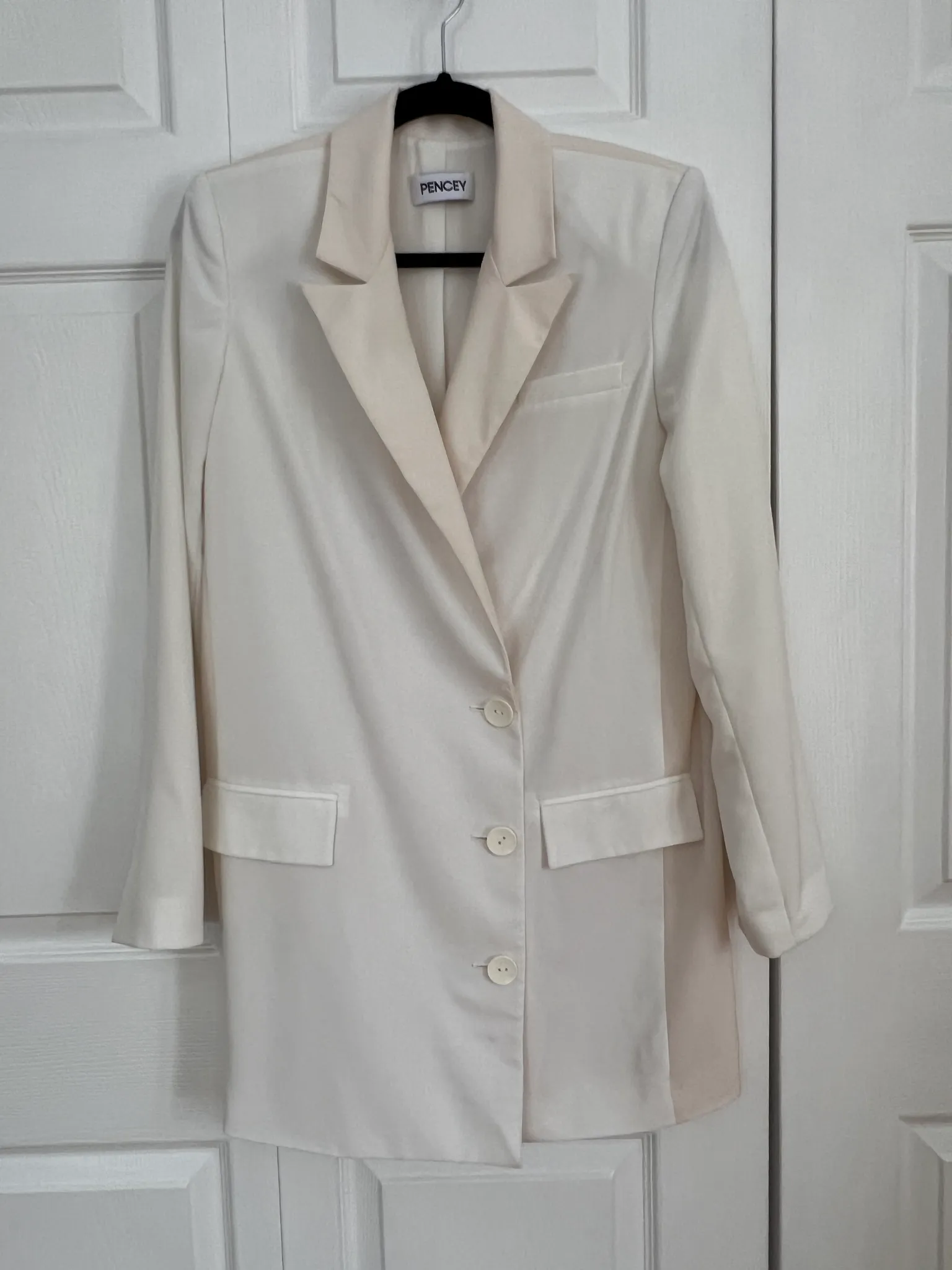Pencey Cream Two-Tone Blazer Dress, Small, Nasty Gal photo 1