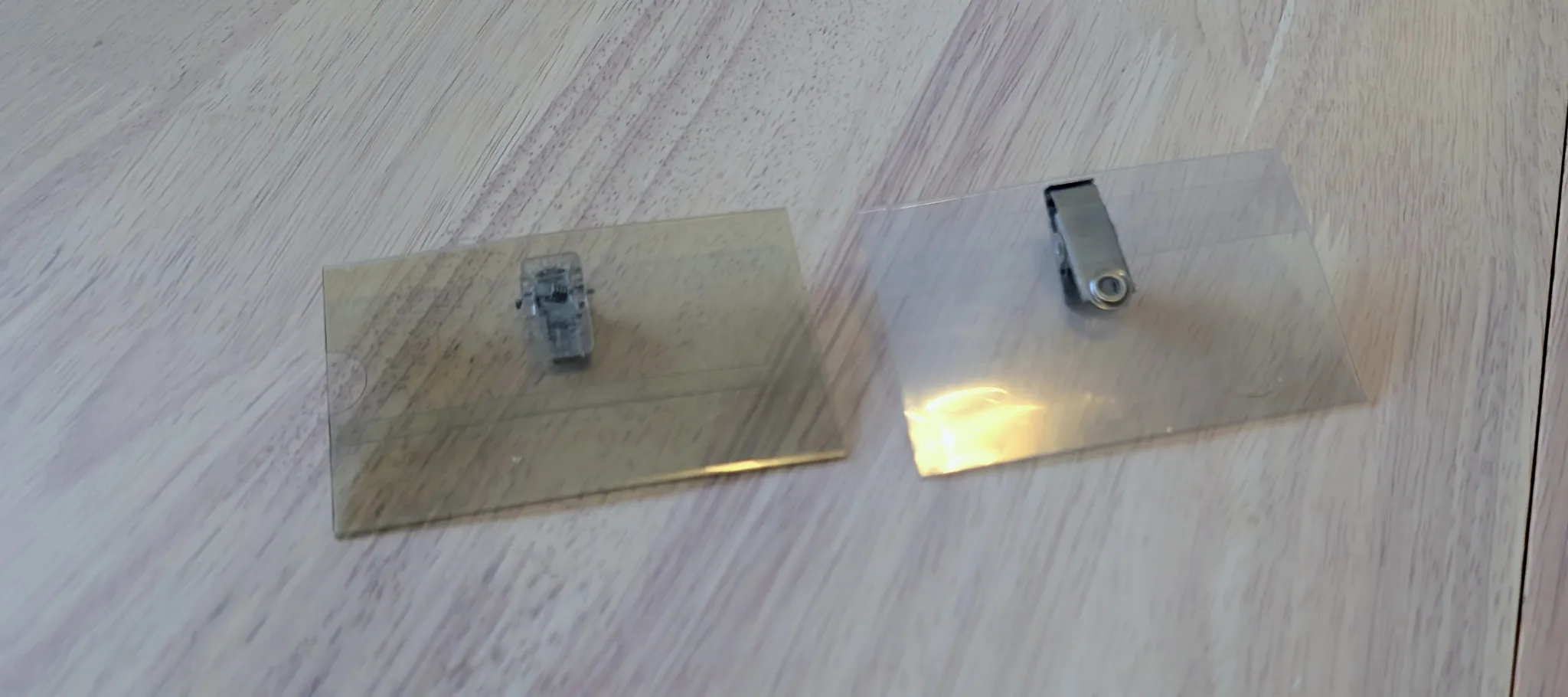 2x Clear Plastic Badge Holders with Clips photo 1