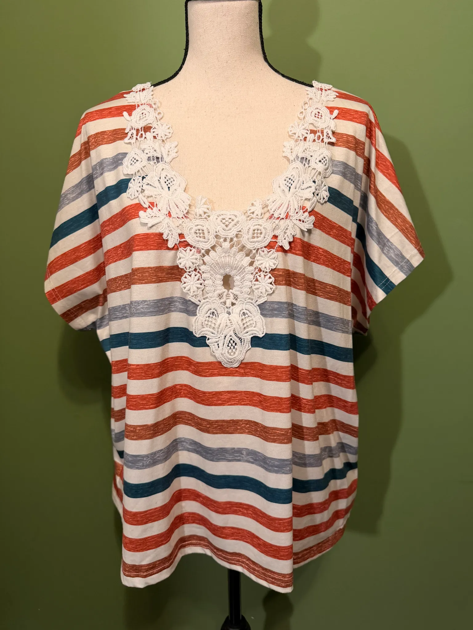 SHEIN- stripped live v-neck top size 2x photo 1