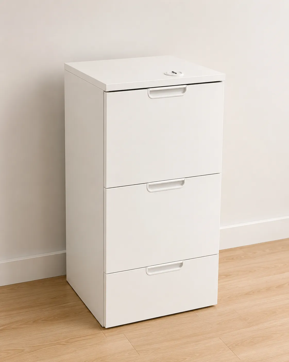 White 3-Drawer Filing Cabinet with Combination Lock photo 1