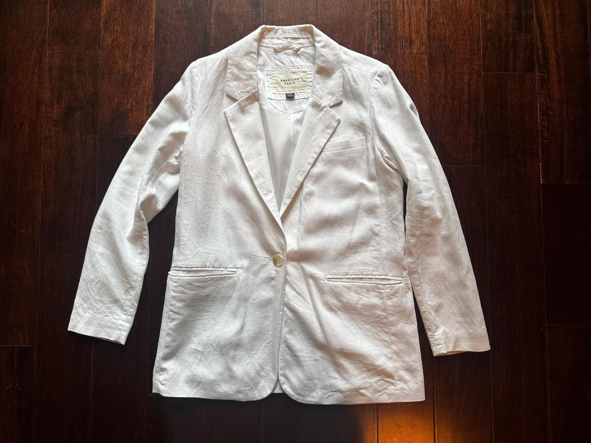 American Eagle White Linen Blazer / Small photo 1