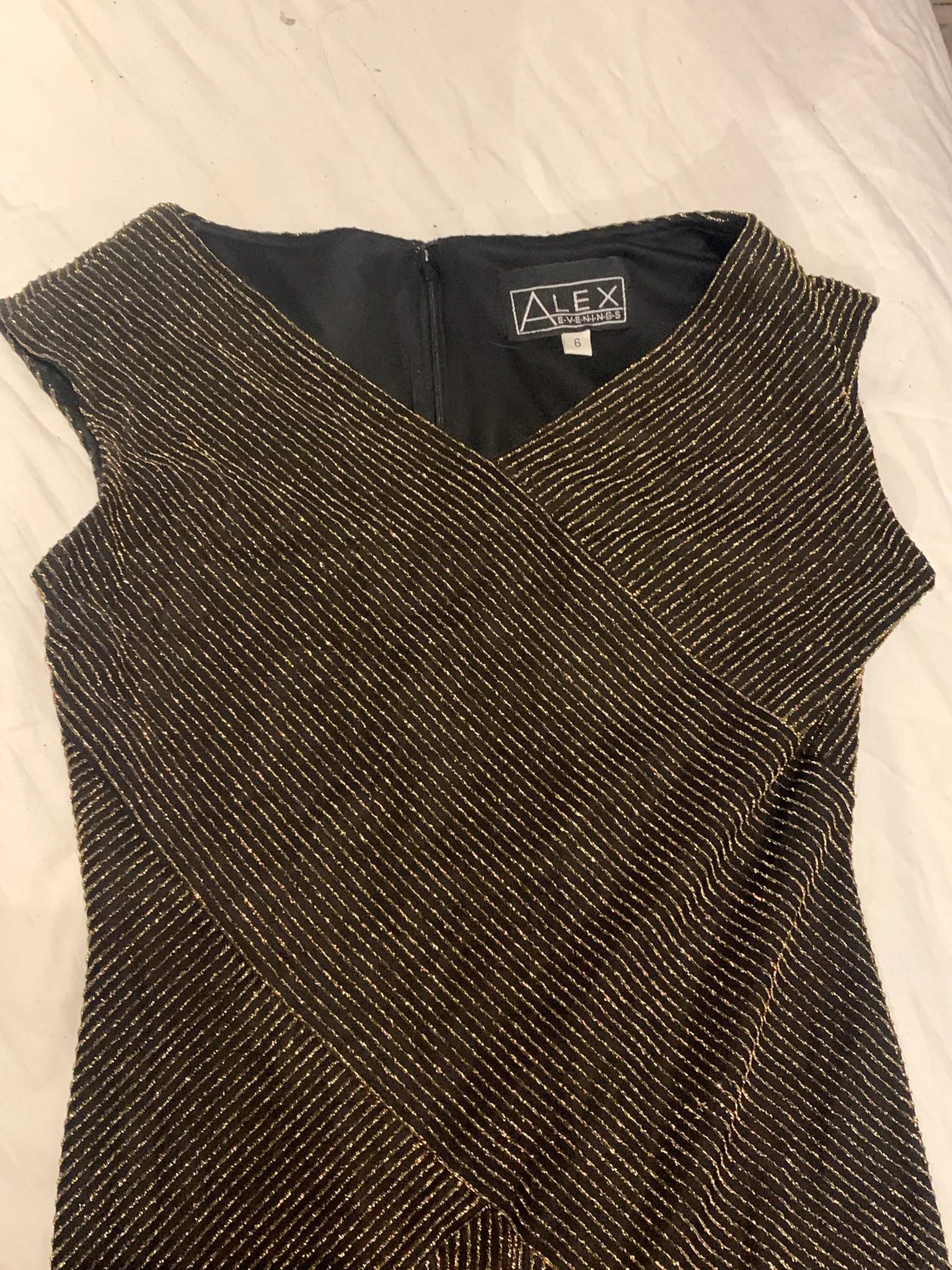 Long black gold Alex evenings size 6 dress very long  photo 1