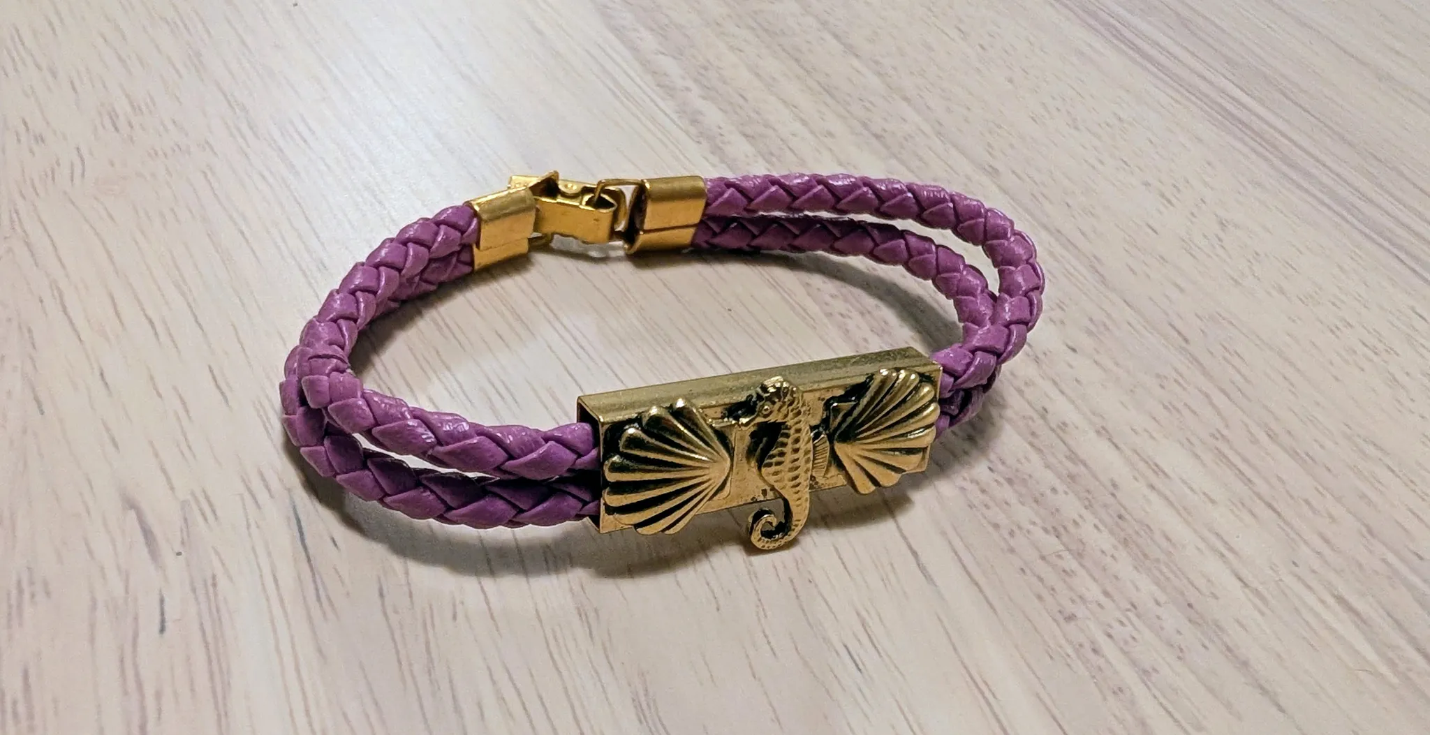 Brand New Purple Braided Clasp Bracelet with Seahorse  photo 1