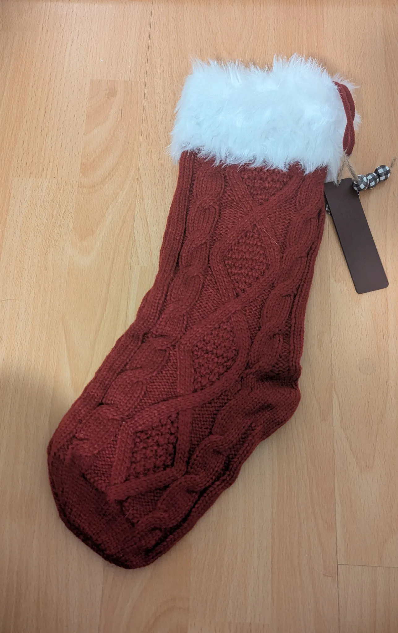 Brand New Red Cable Knit Christmas Stocking photo 1