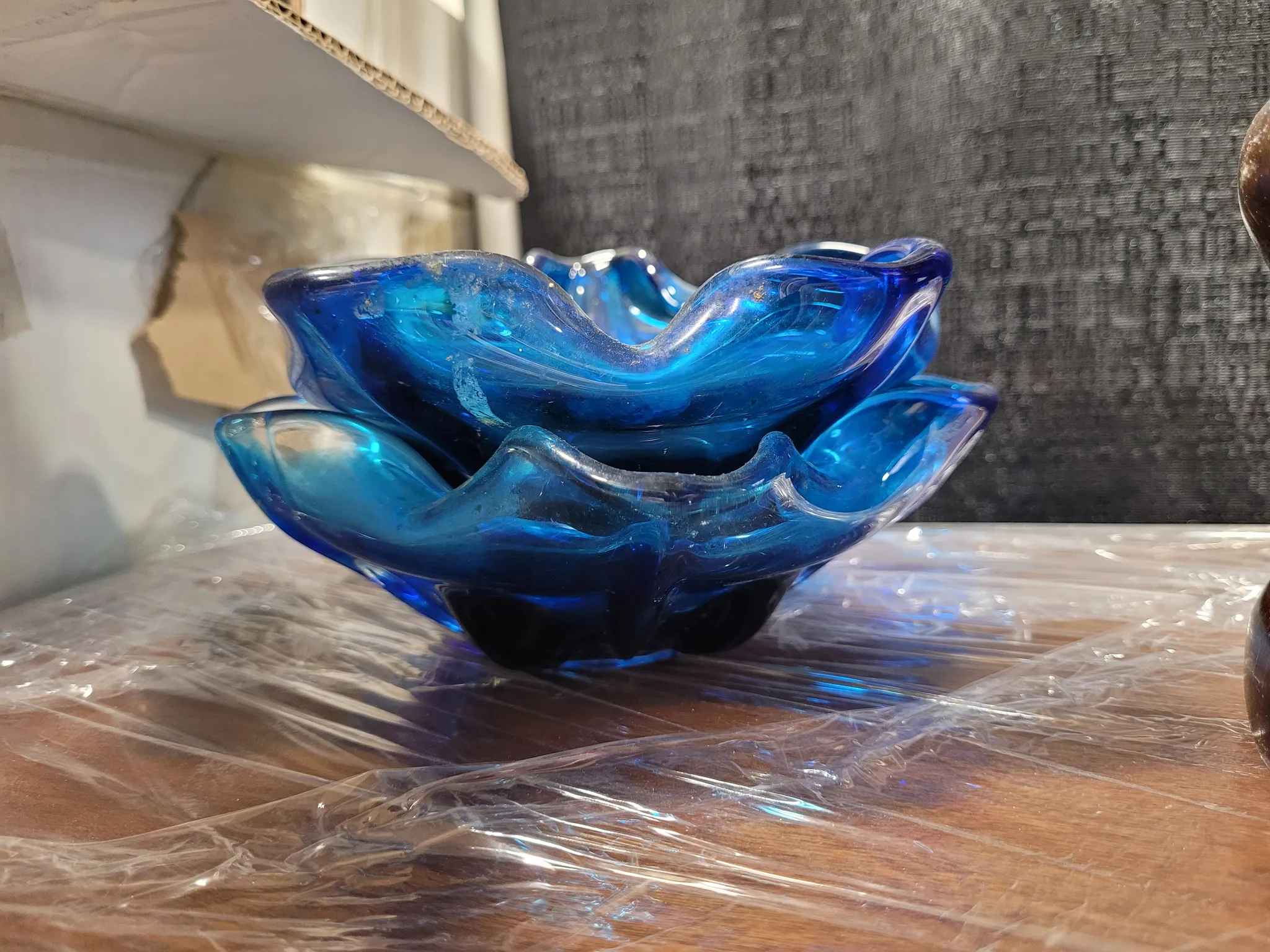 Set of 2 blue glass bowls  photo 1