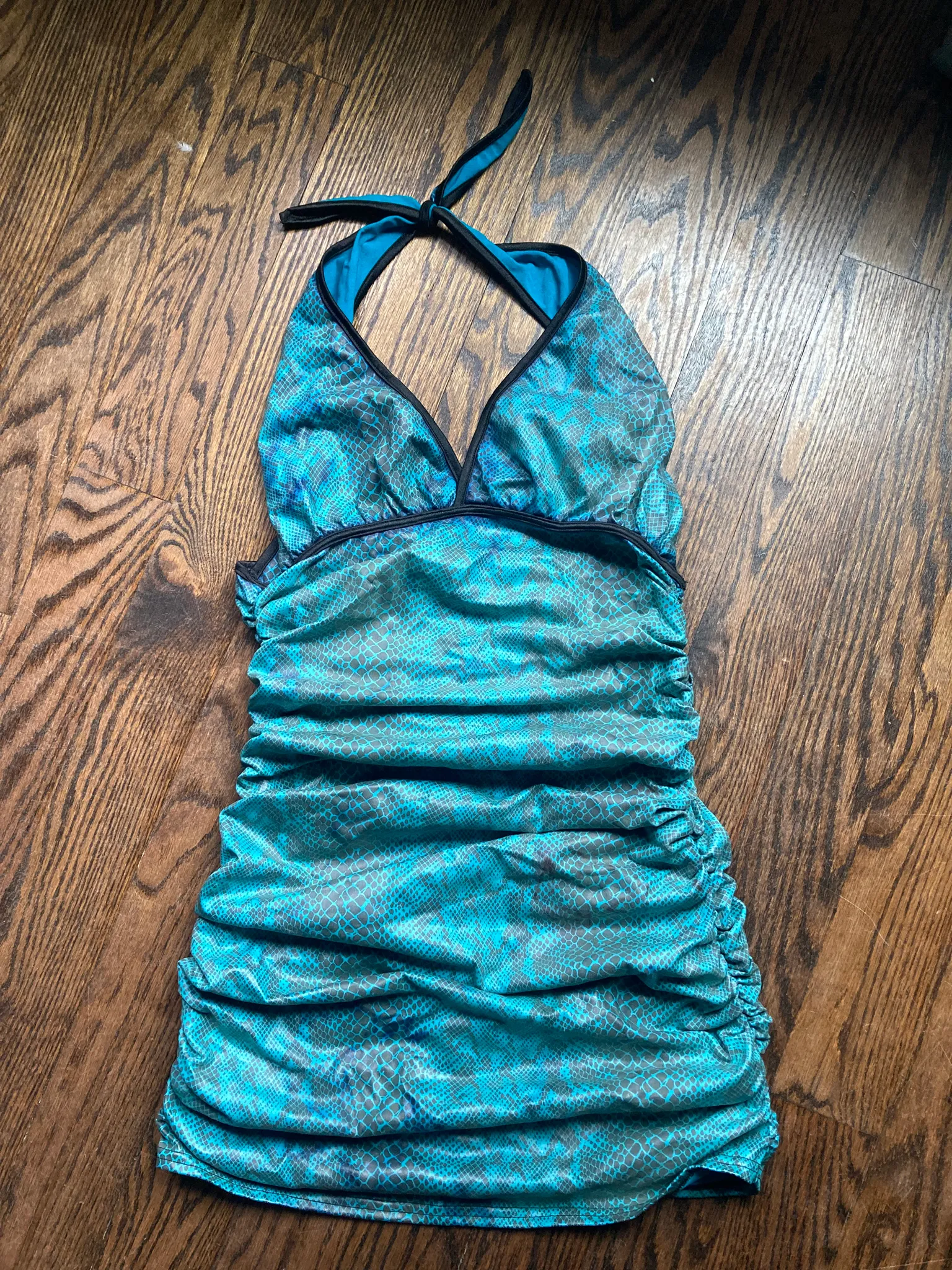 Snake skin Coquette ruched dress size medium photo 1