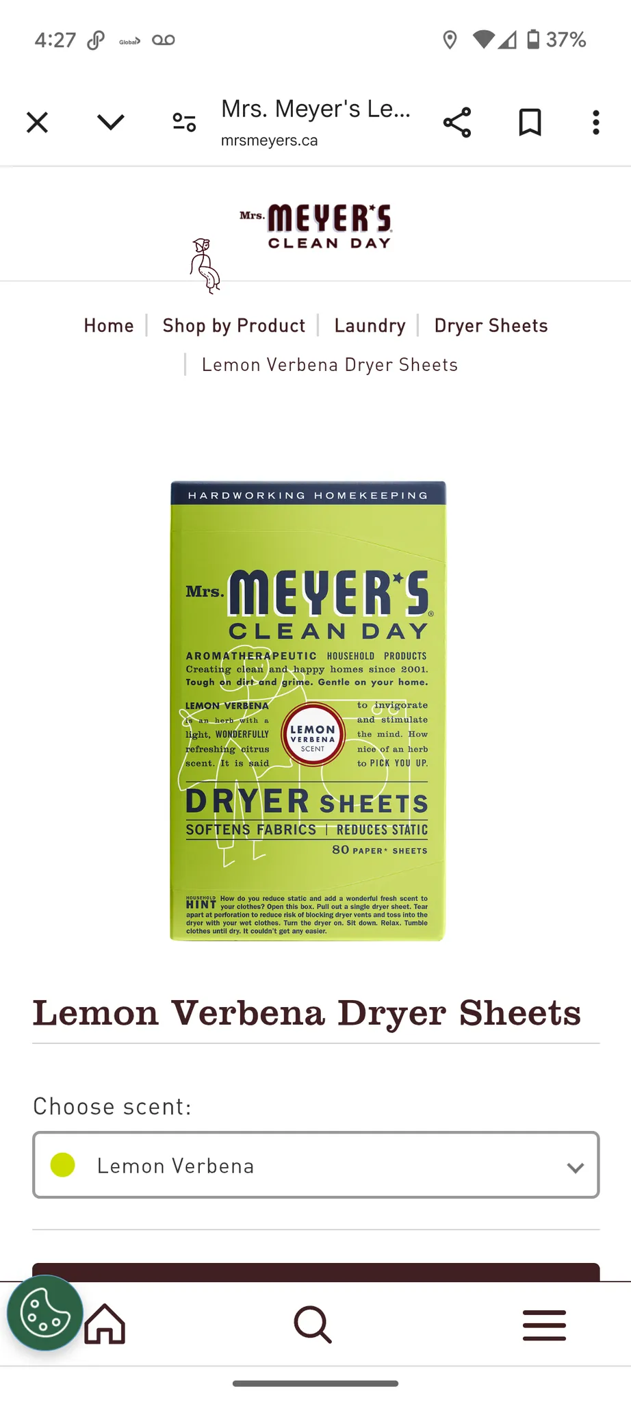 Mrs.Meyers Clean Day Dryer Sheets photo 1