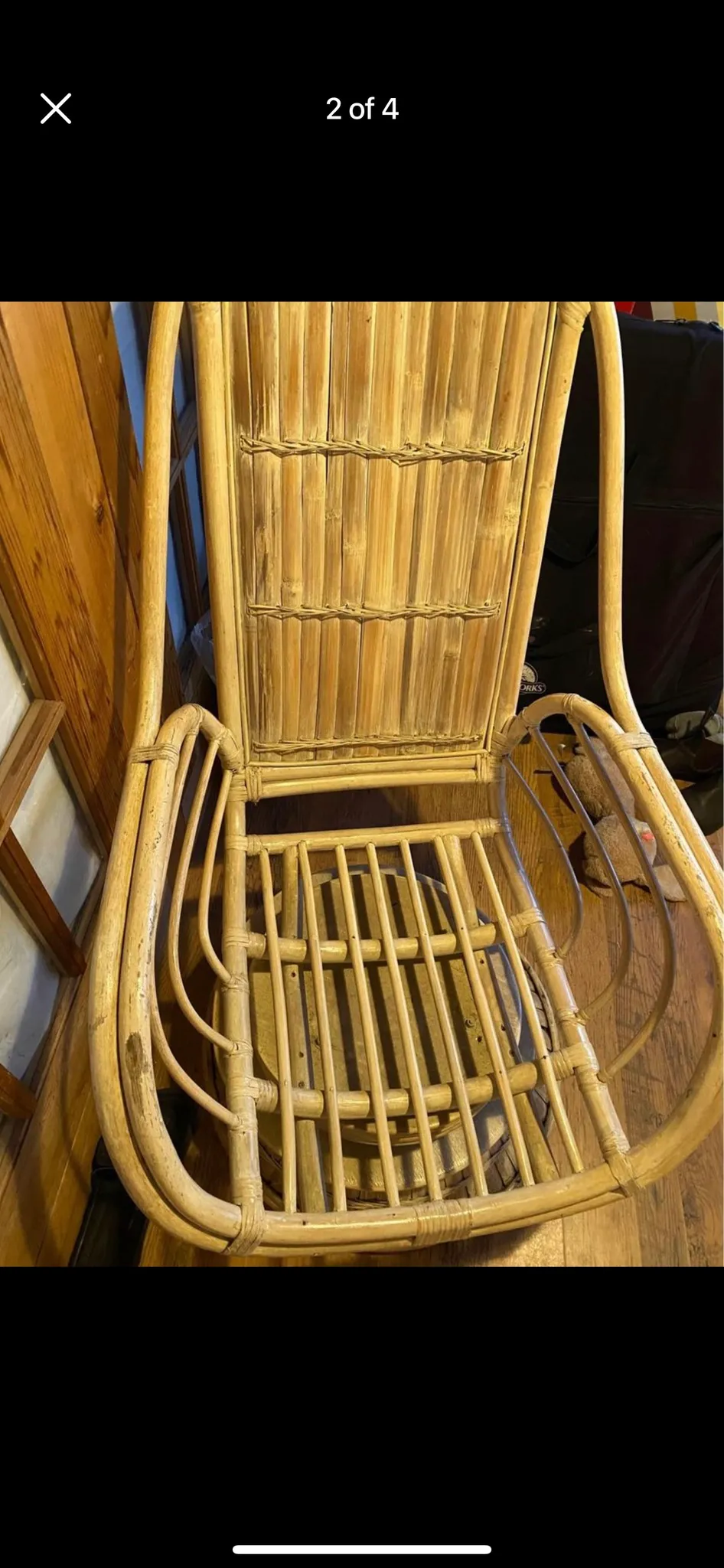 Rattan wicker swivel boho style chair  photo 1