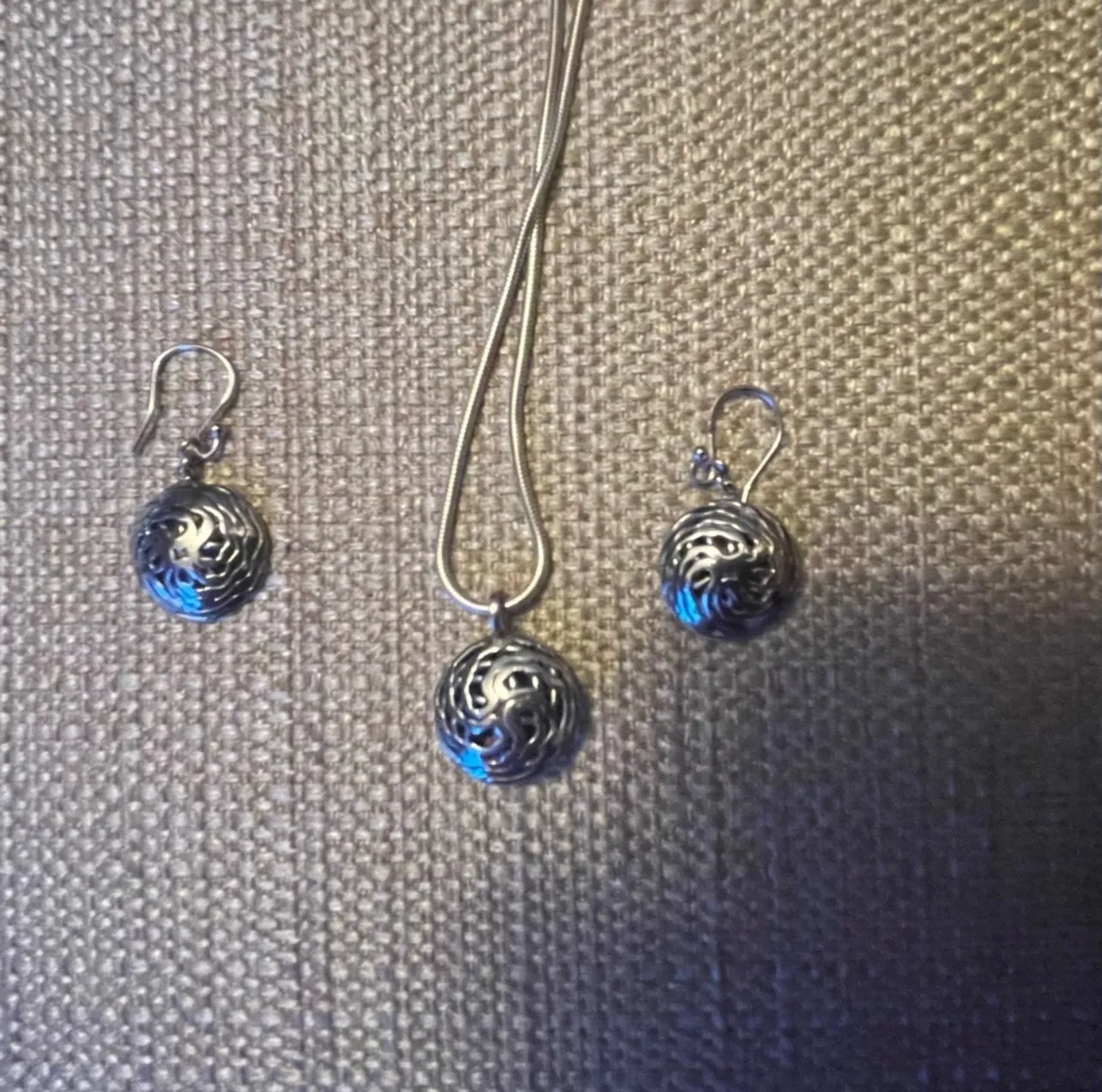 Sterling Silver Swirl Earring & Necklace Set photo 1