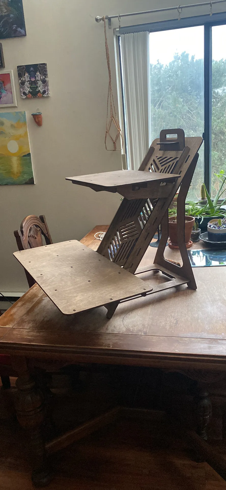 Veneer Puzzle Standing Desk photo 1