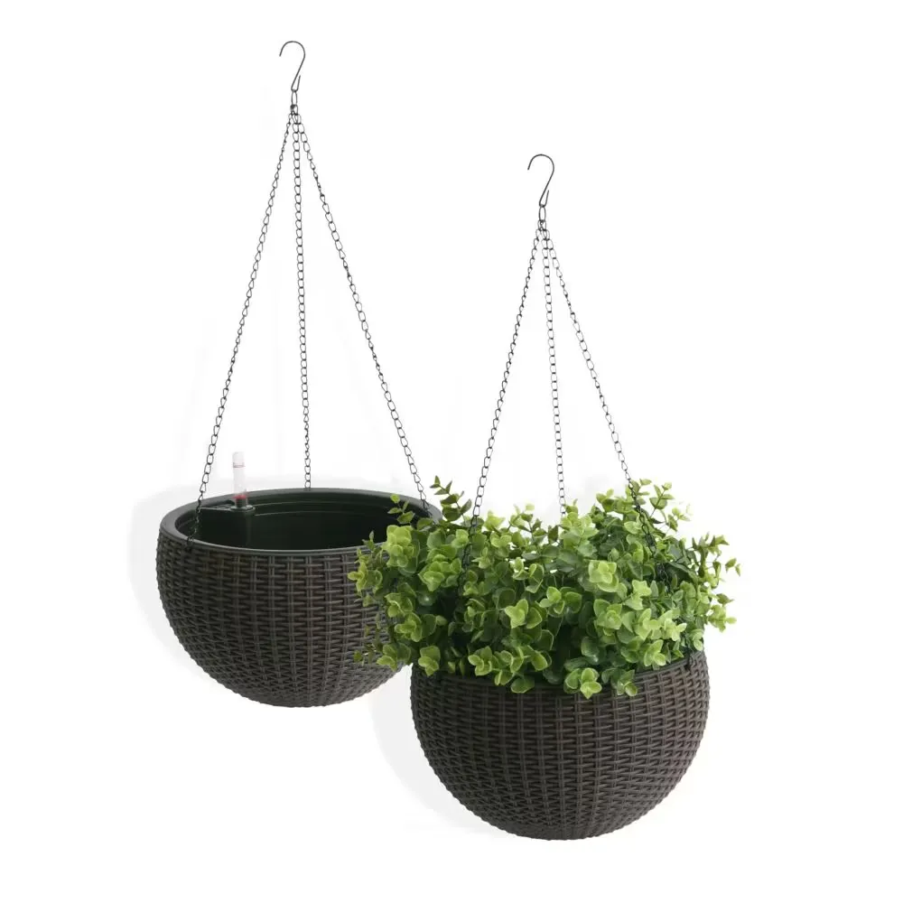 Wicker 10" Hanging Basket Planter photo 1