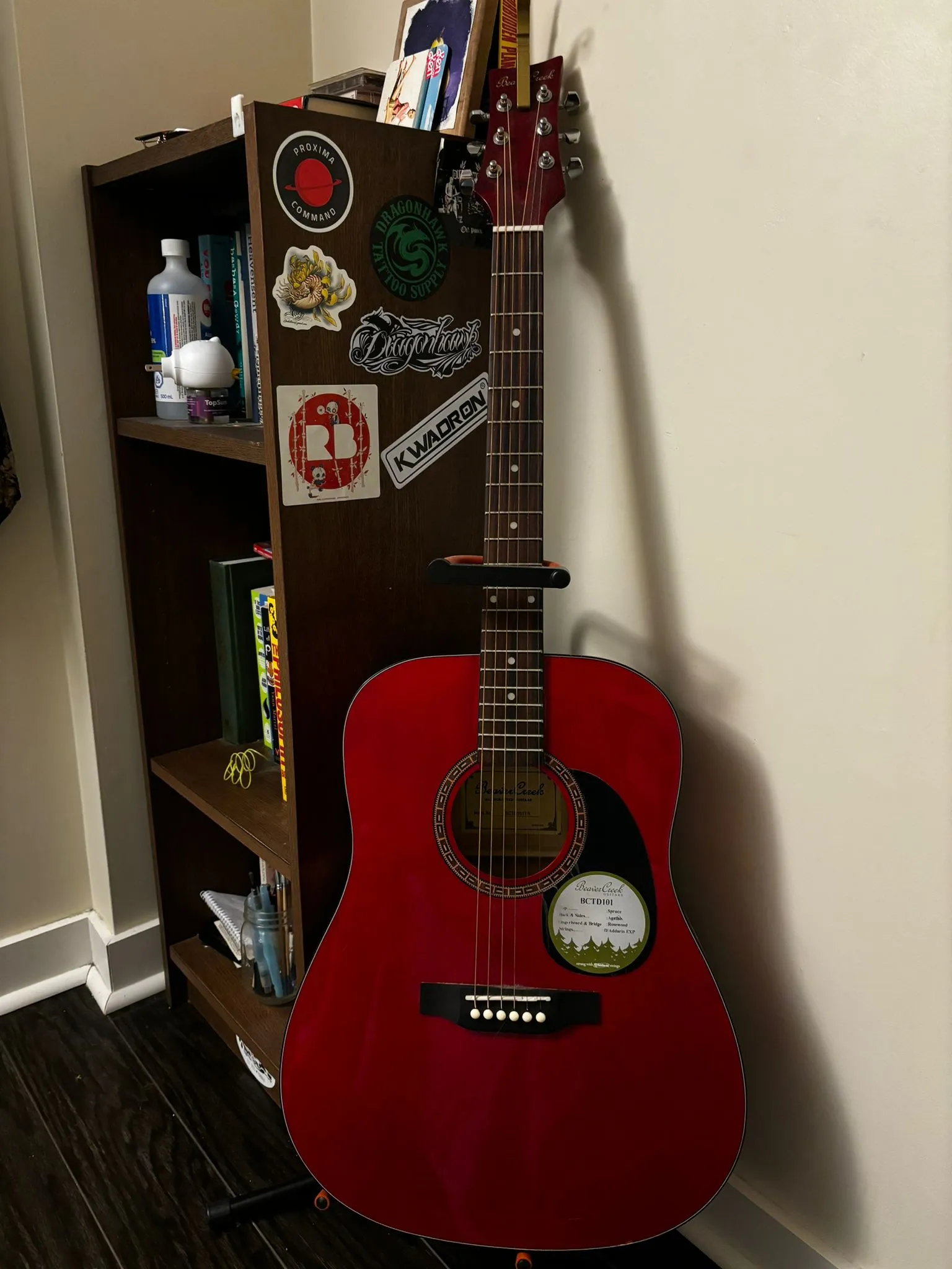 Acoustic Guitar w/ Capo & Stand photo 1