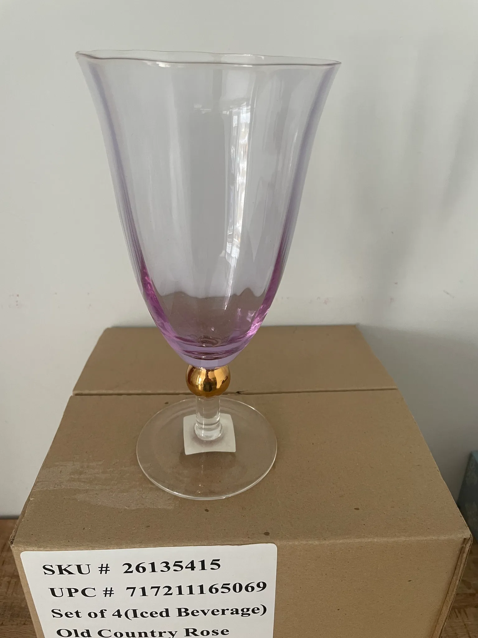 🎁 Large Iced beverage glassses. Beautiful pink hue. Set of 4 photo 1