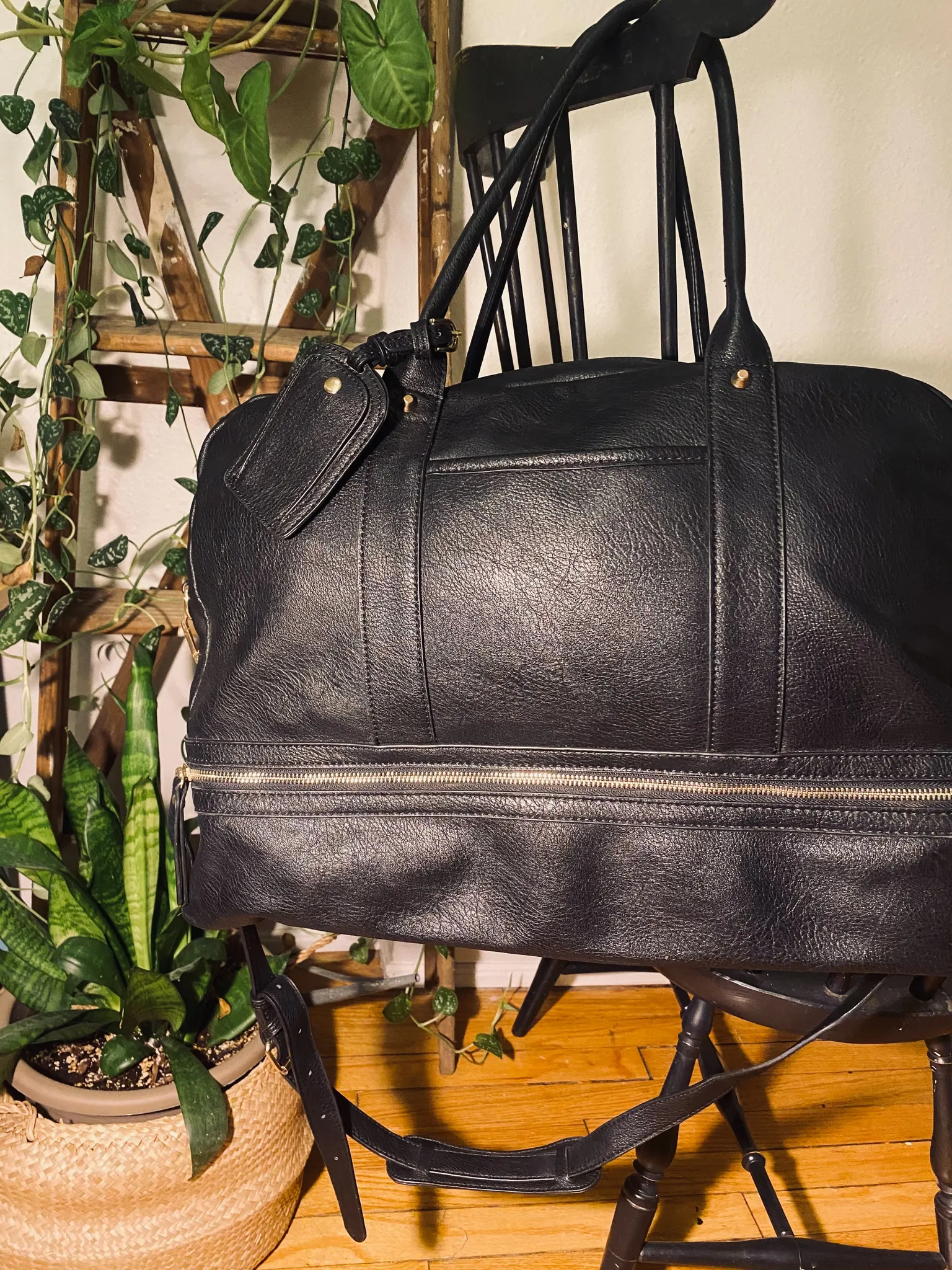 Faux leather bag carry on or weekend bag  photo 1