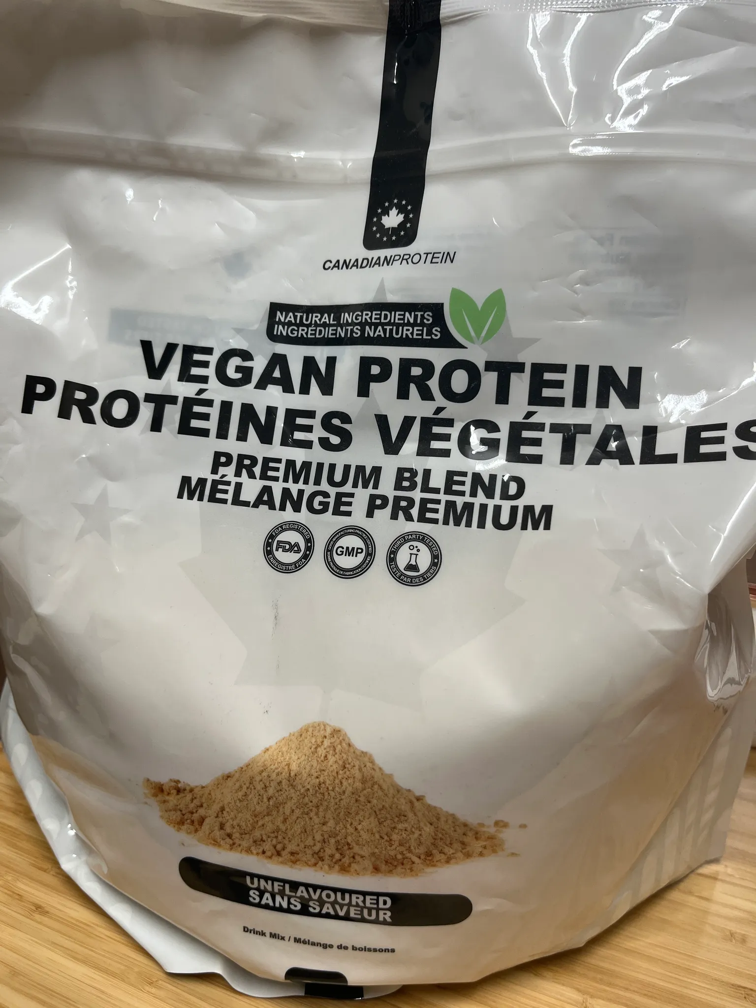 NEW CanadianProtein Vegan Protein Powder (Unflavored) 2kg photo 1