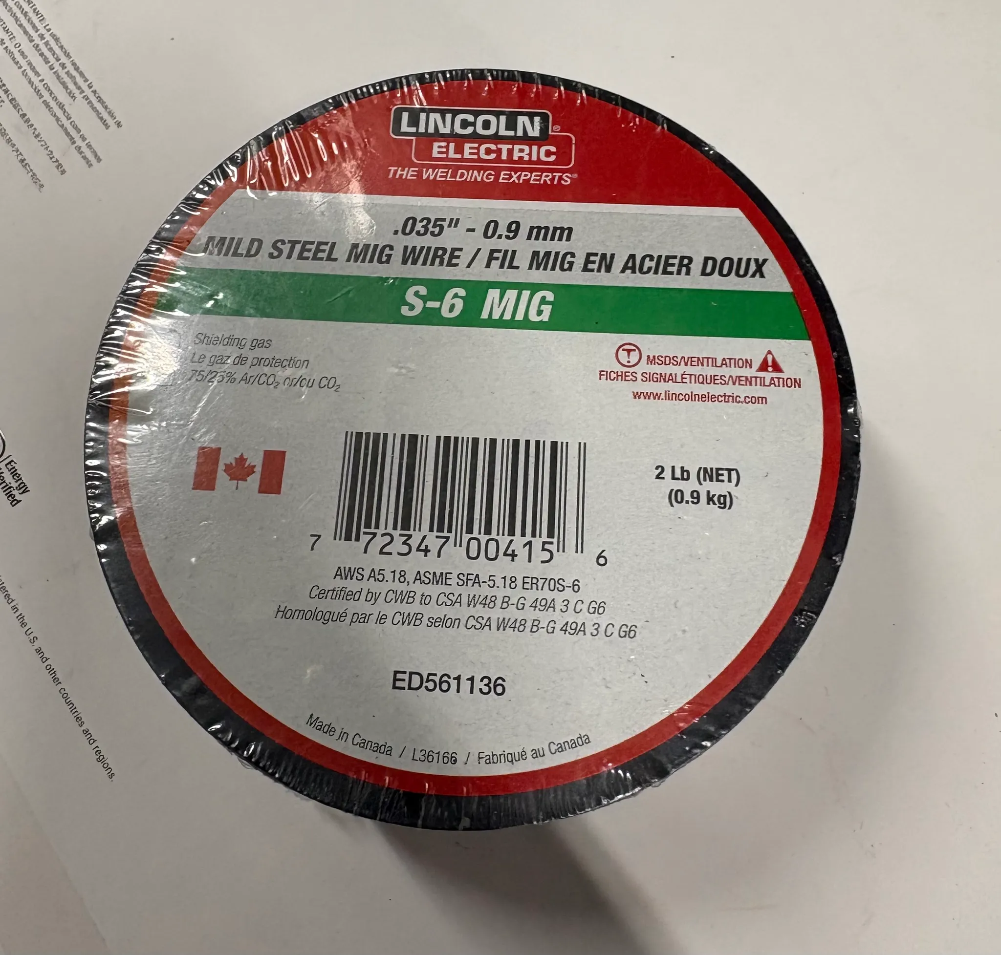 Lincoln Electric MIG Welding Wire – .035” S-6 (2 lb) photo 1