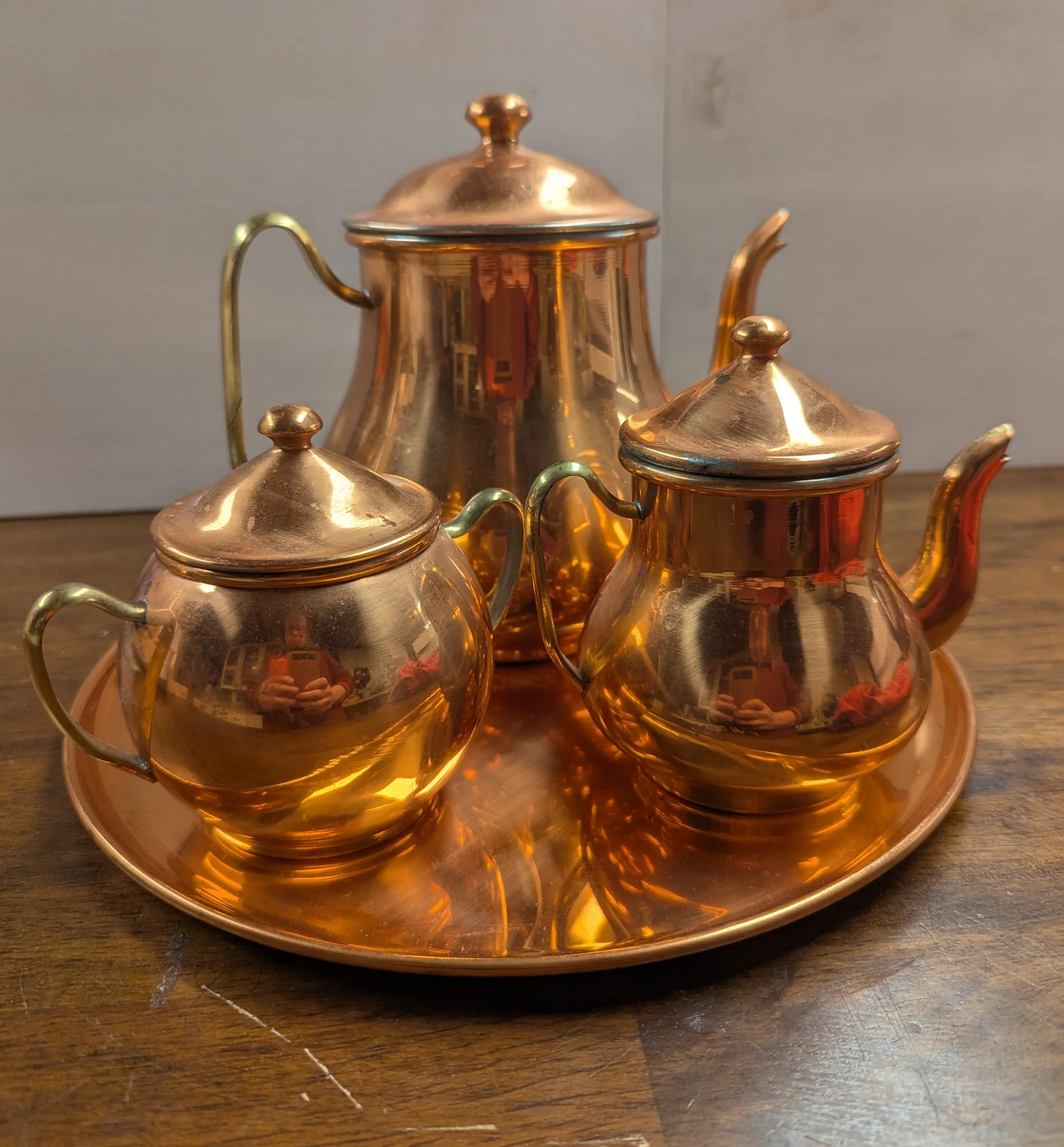 Vintage Taurus Copper Tea Set made in Portugal  photo 1