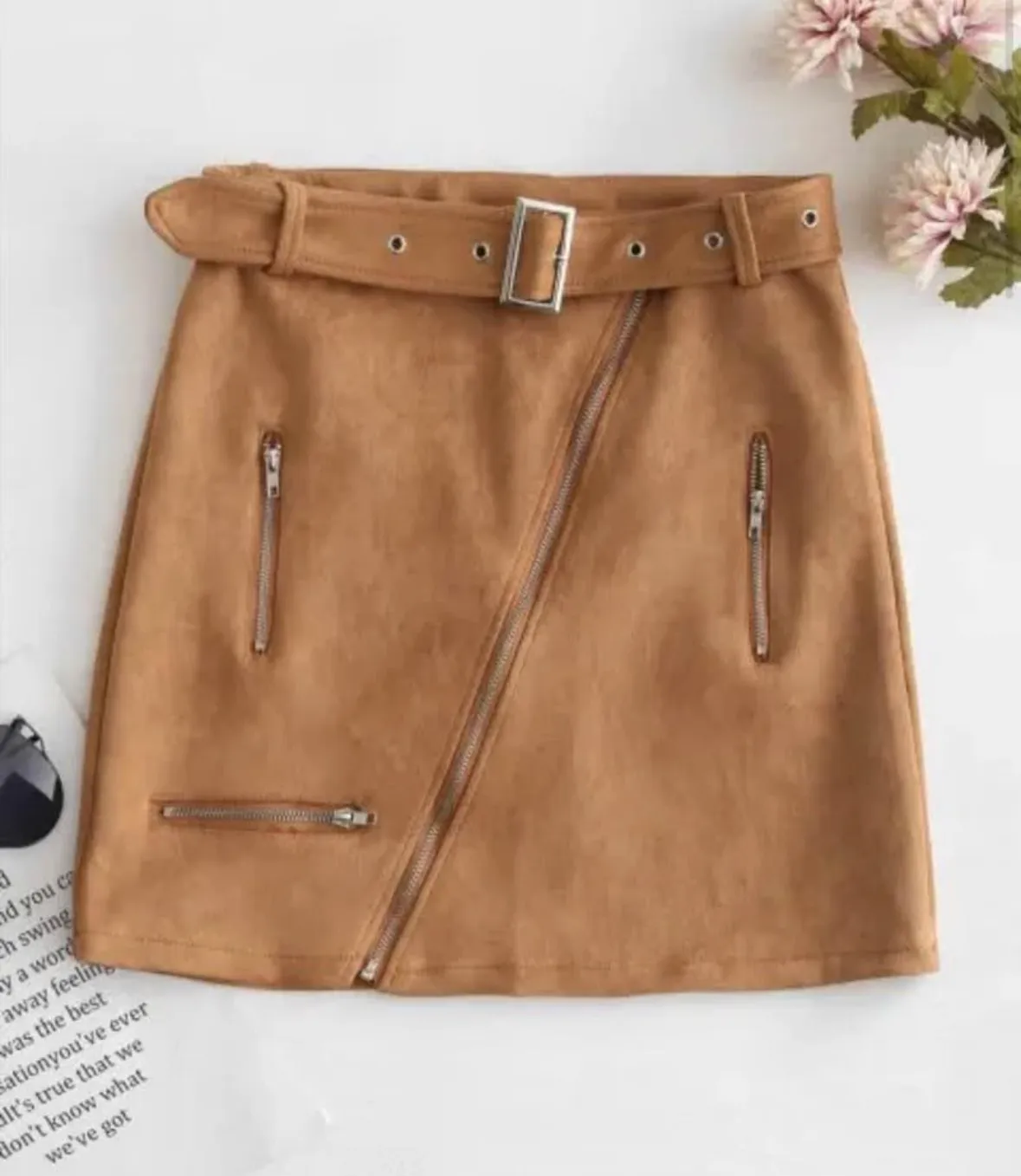 Faux Sued Asymmetrical Mini Skirt photo 1
