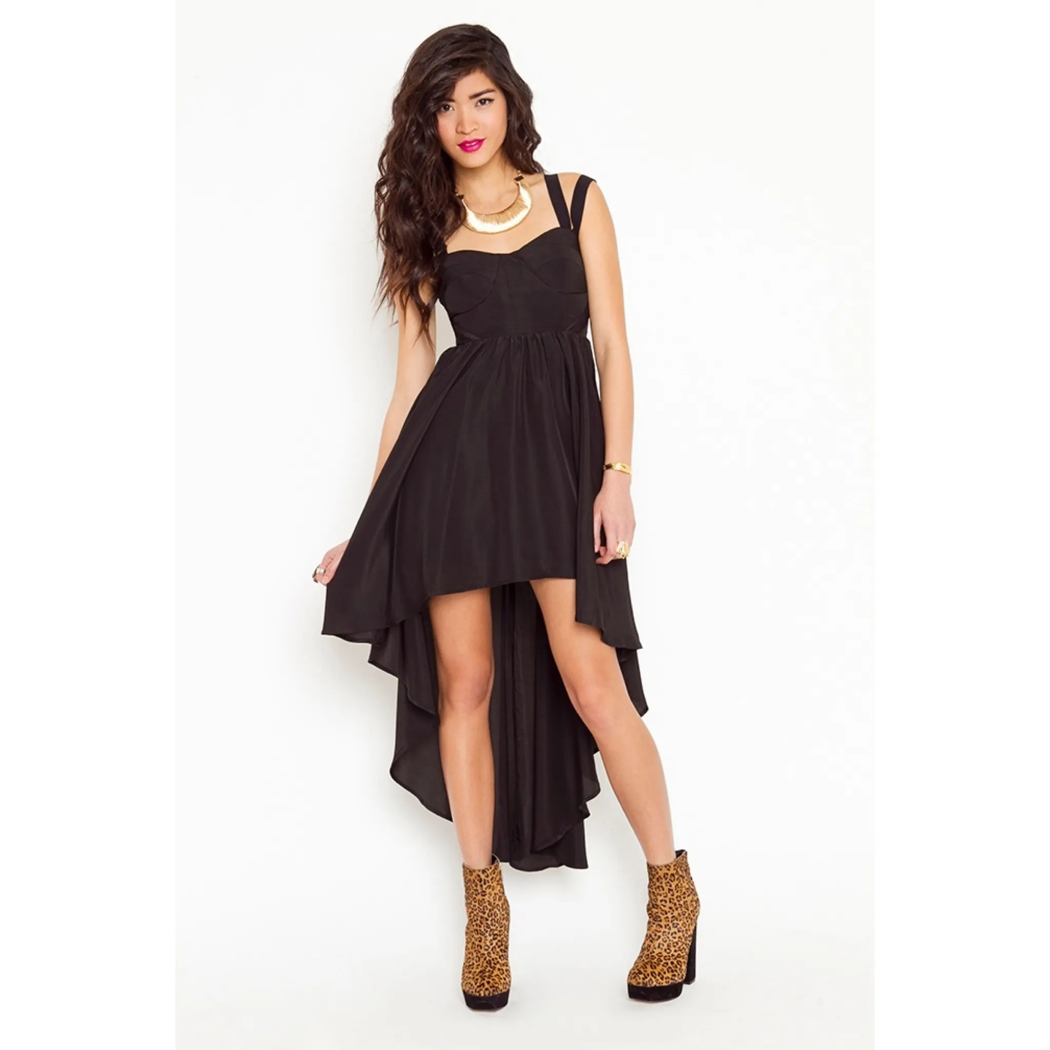 FREE Cute Strappy Black Dress With Pleather Details photo 1
