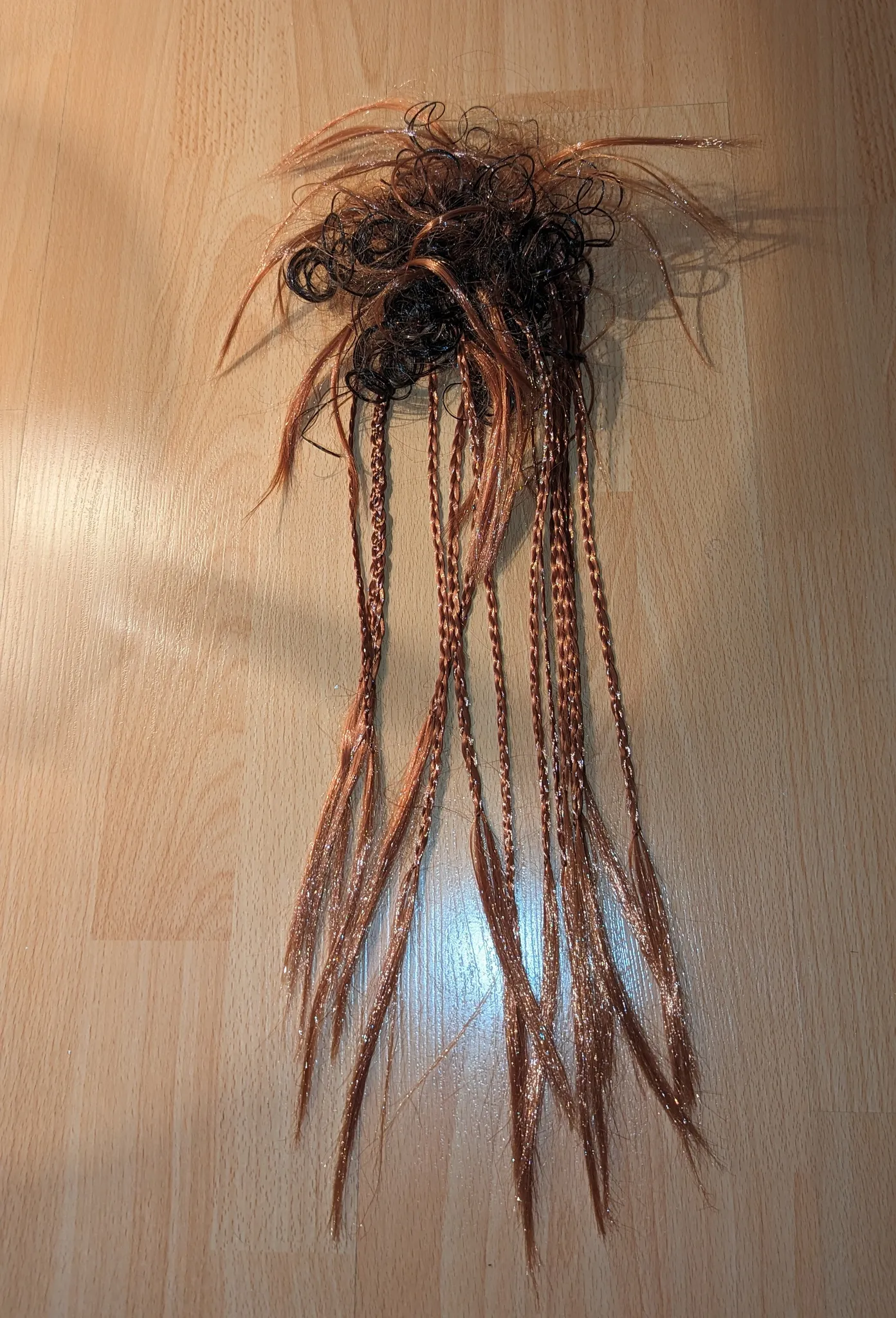 Messy Hair Bun Scrunchie with Braid Extensions  photo 1
