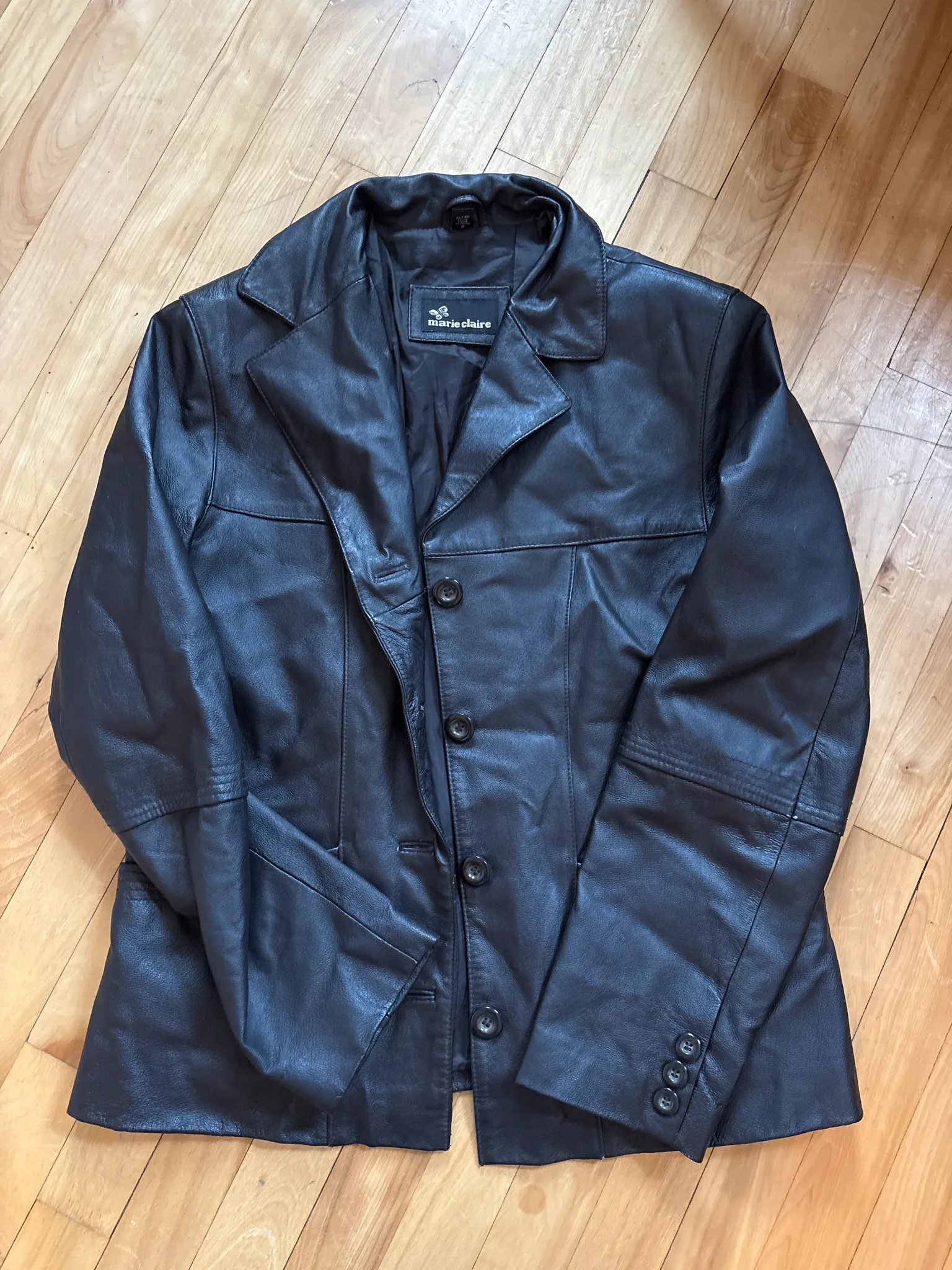 Brown leather blazer photo 1