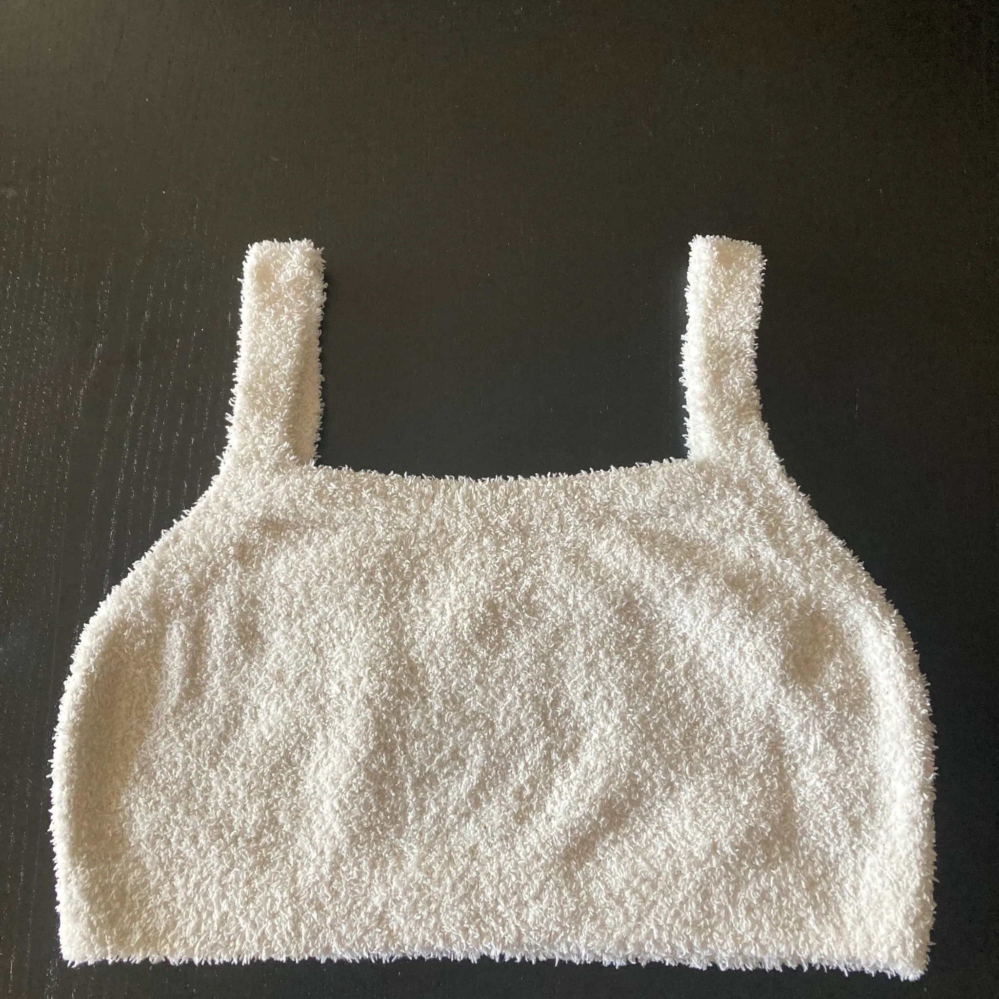 Fuzzy beige bralette top photo 1