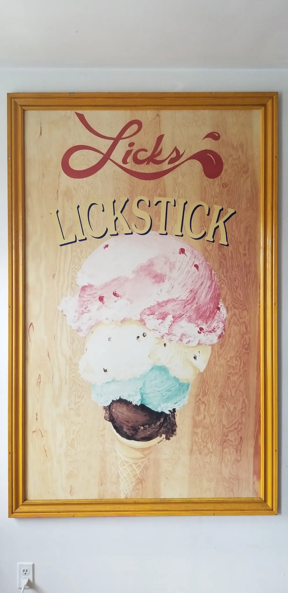 6ft “Lick’s” Hand-painted Framed Wood Panel photo 1