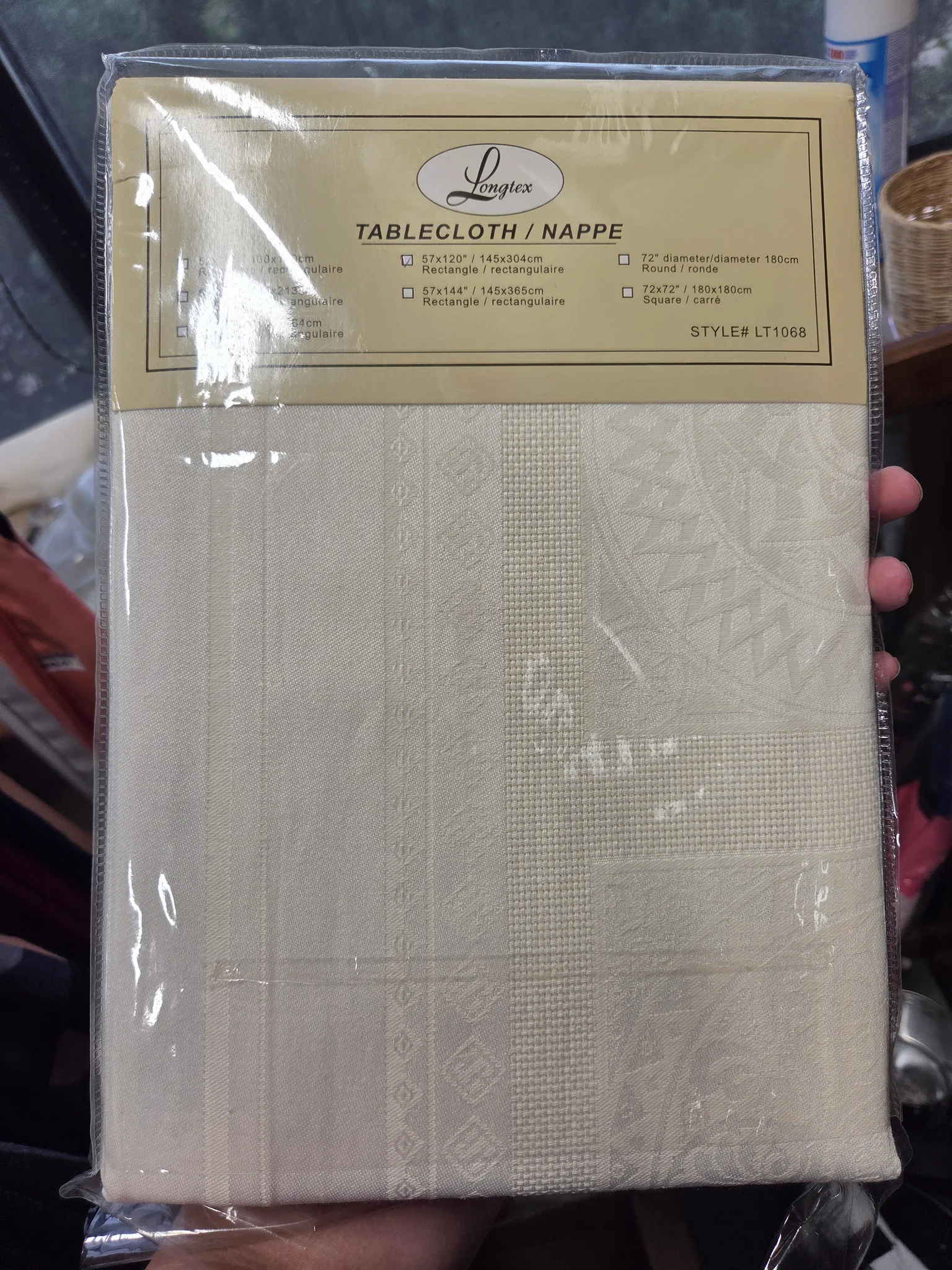 Textured cream colour table cloth  photo 1