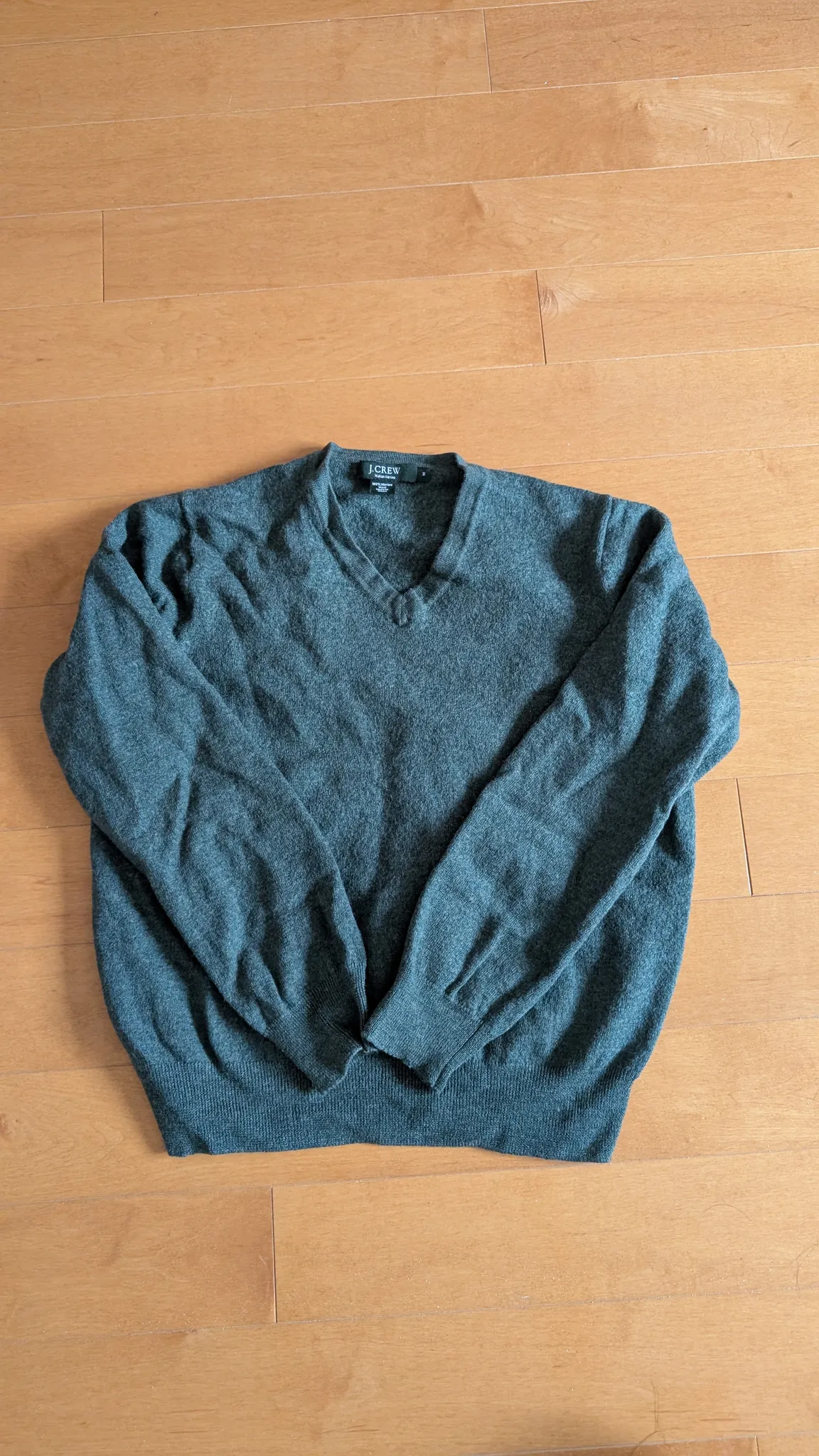 J crew green merino wool sweater 100% photo 1