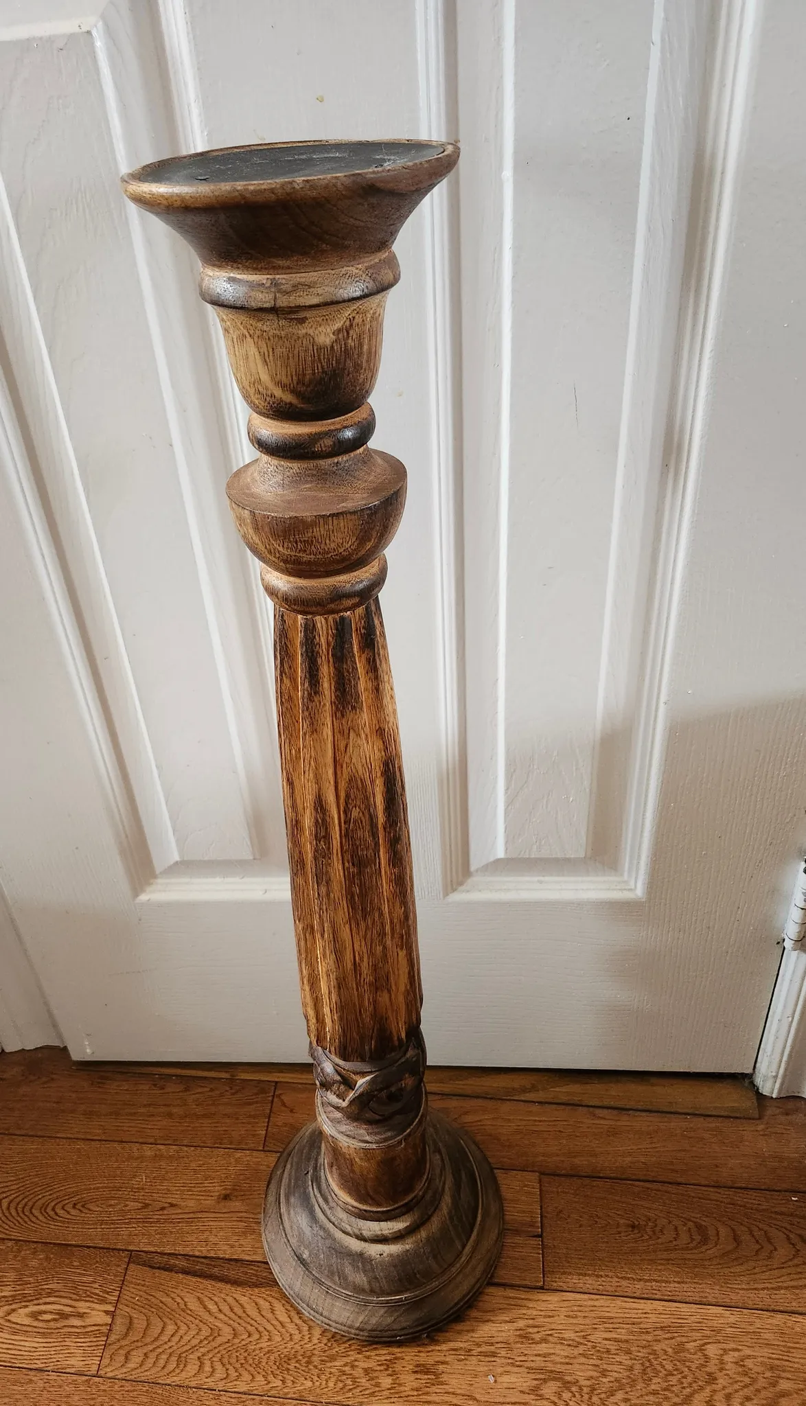 Rustic wood pillar candle holder  photo 1