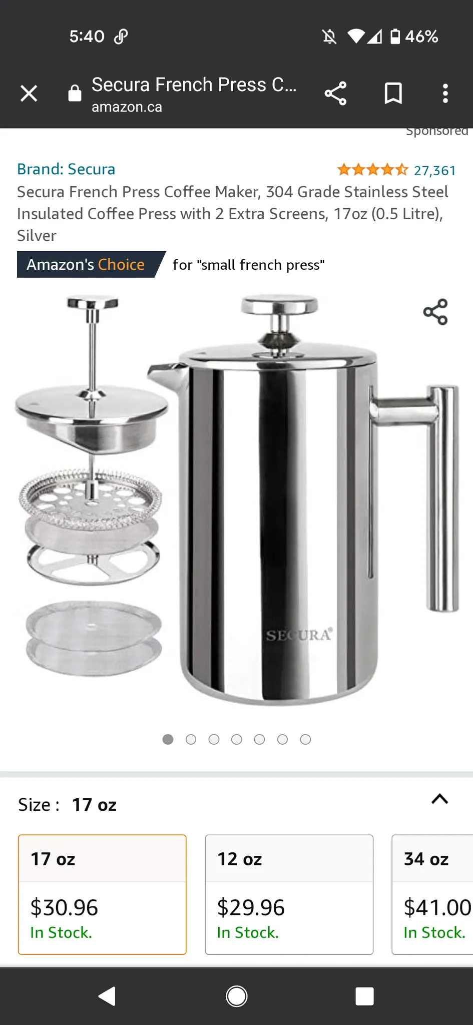 Secura coffee press photo 1