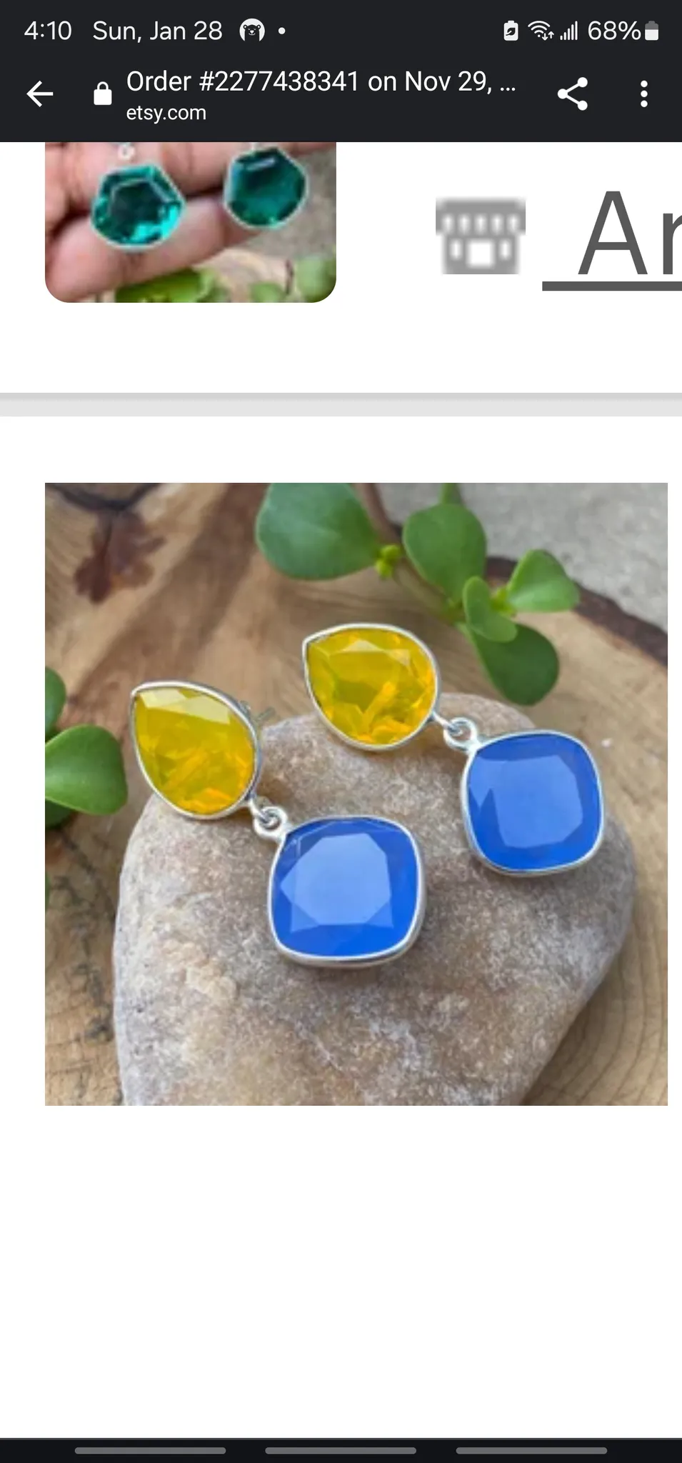 Blue Chalcedony And Lemon Quartz Earring- 925 Sterling Silver photo 1