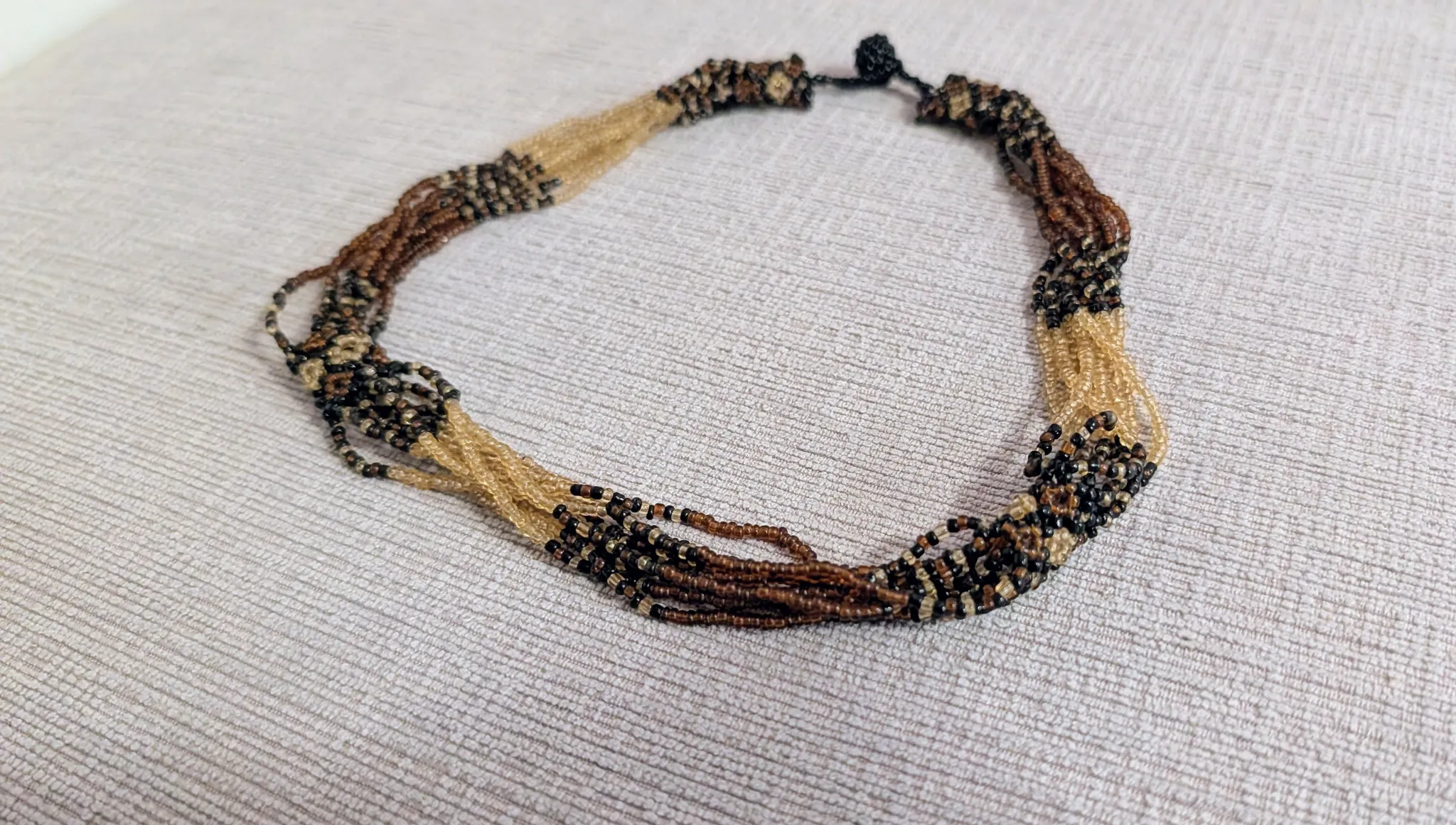 Beaded Strand Necklace - Brown & Beige photo 1