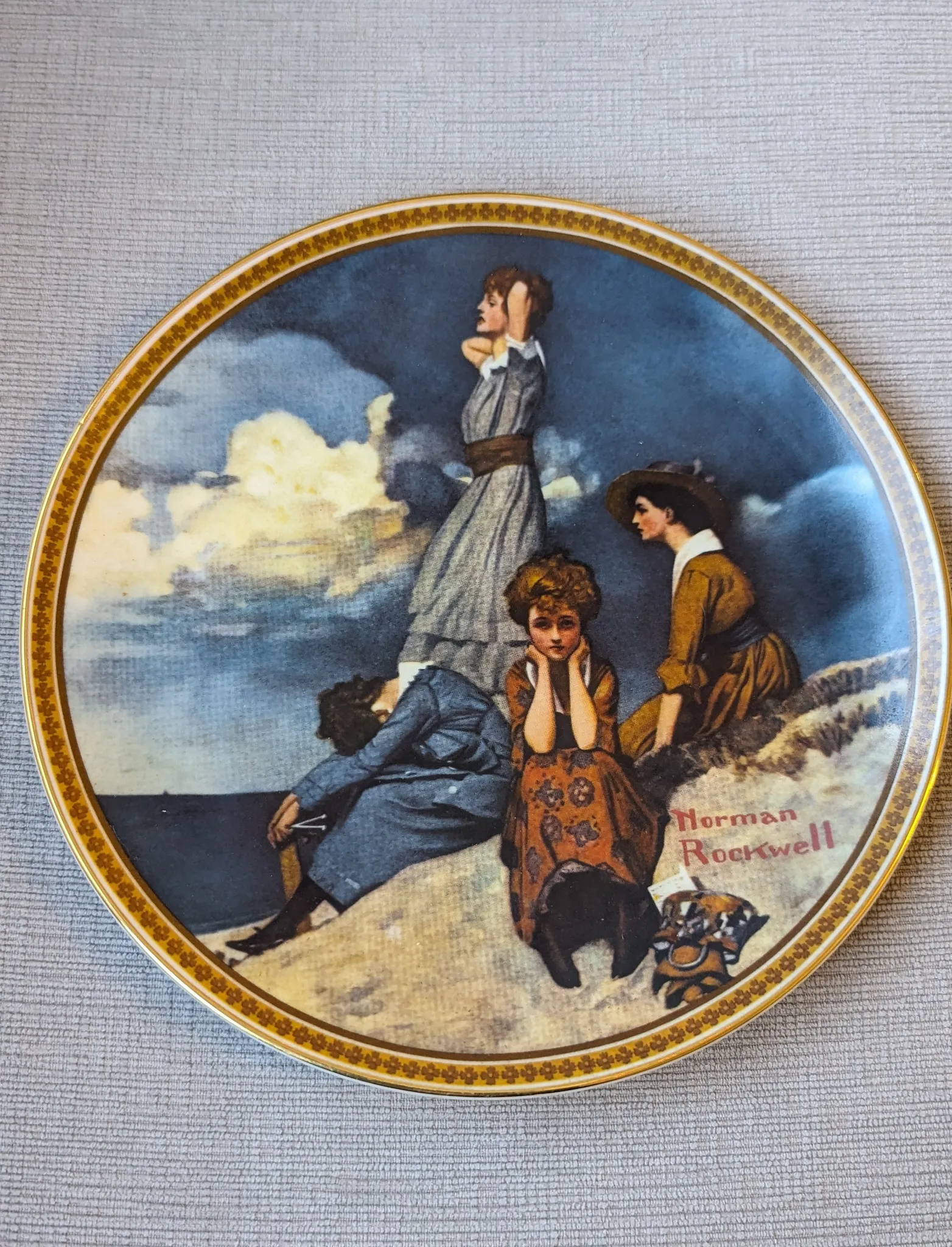 Waiting on the Shore Norman Rockwell Collectible Plate photo 1
