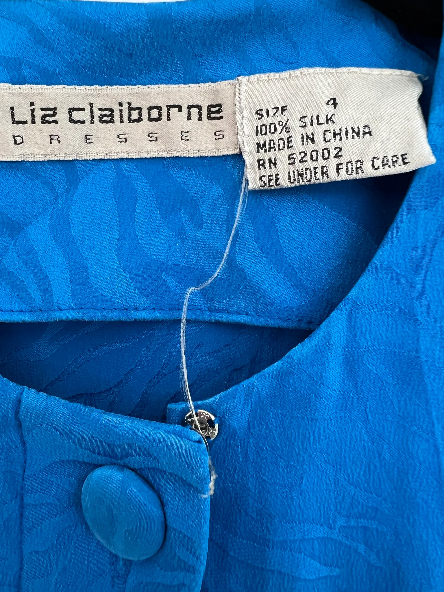 Vintage Blue Silk Dress, 100% Silk, Size 4 photo 1
