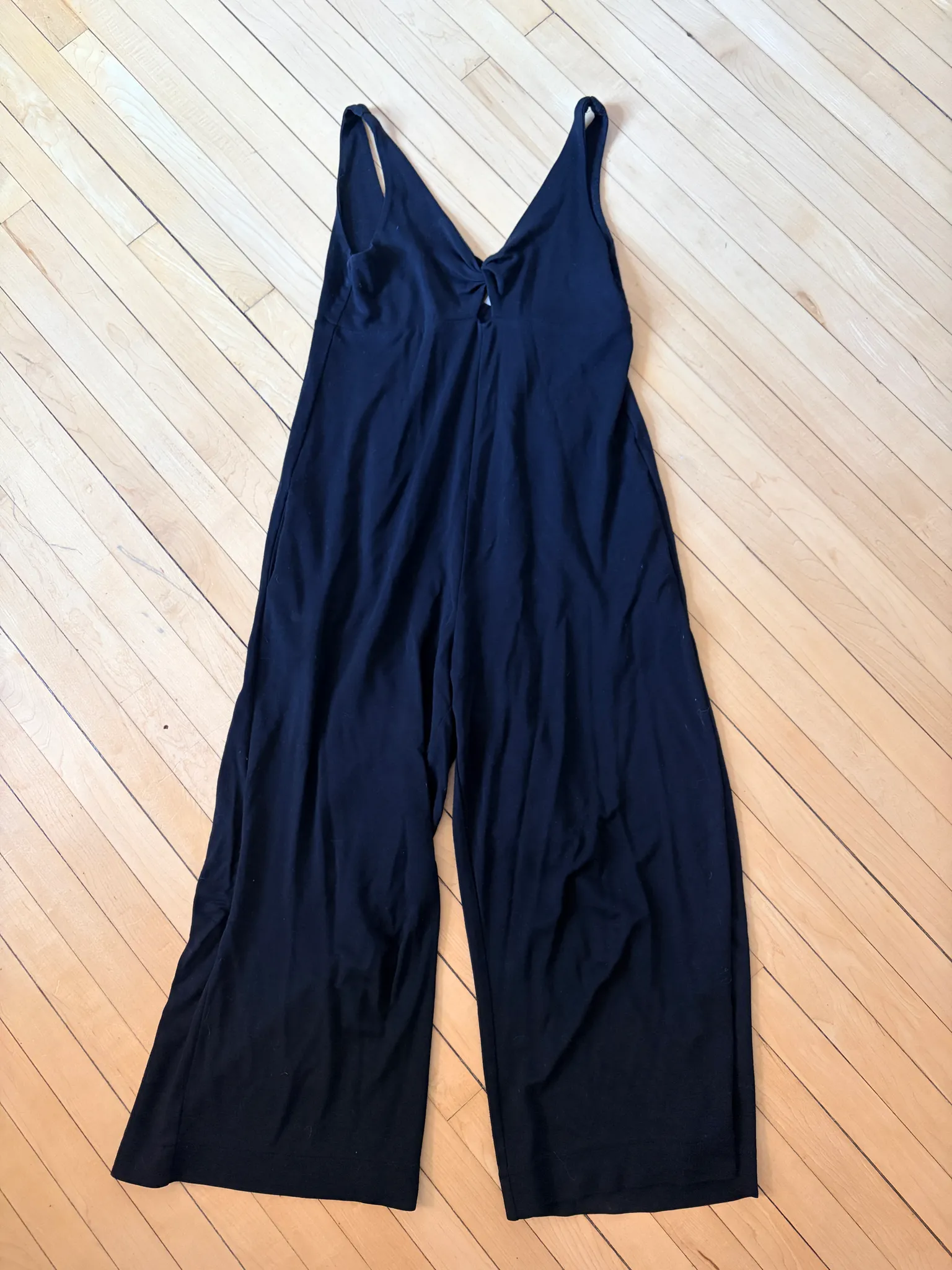 Size XXS Monk & Lou Sleeveless Black V-Neck Wide-Leg 3/4 Jumpsui photo 1