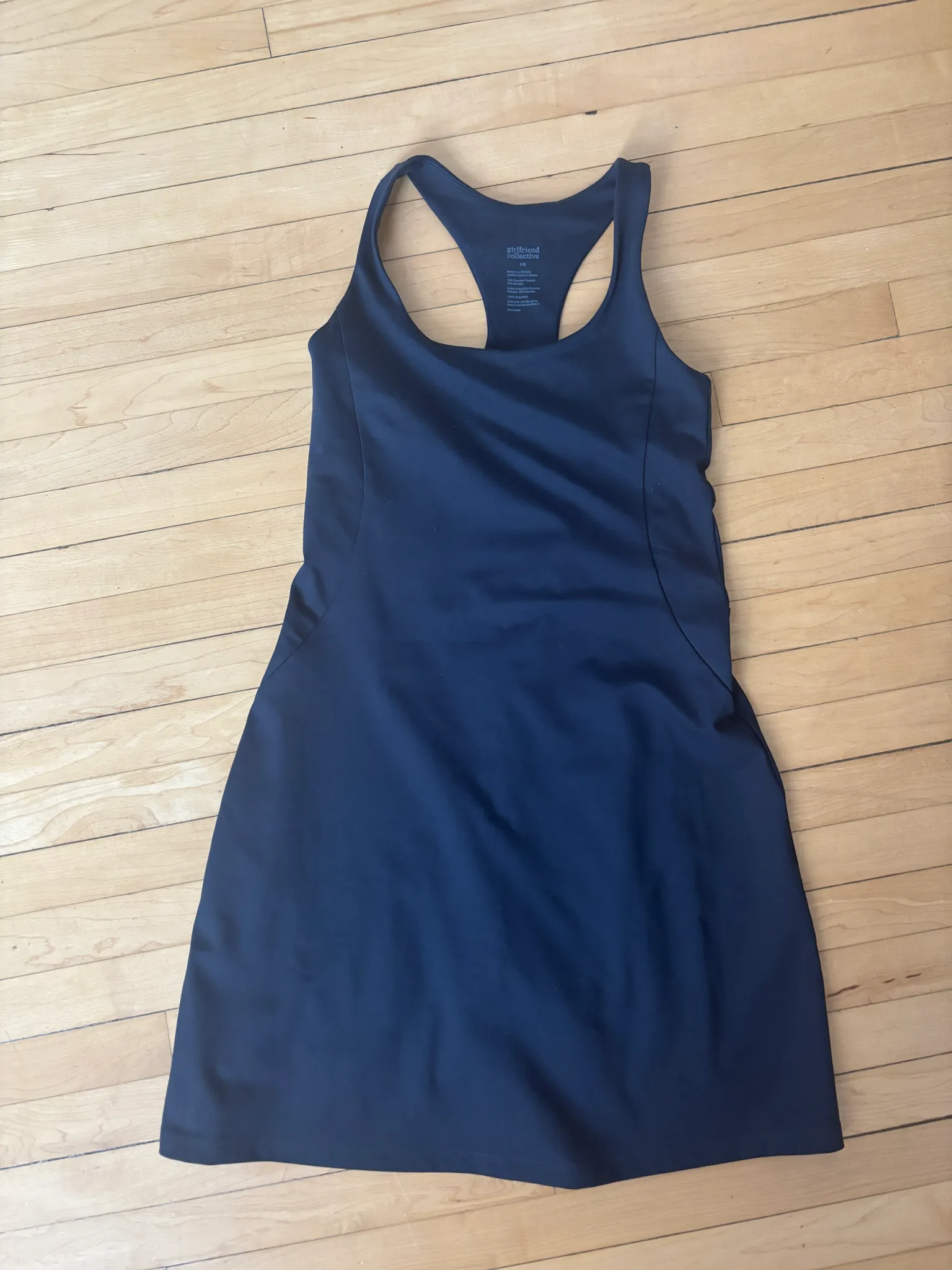Size XS Girlfriend Collective Midnight Blue Sport Dress w/ integ photo 1