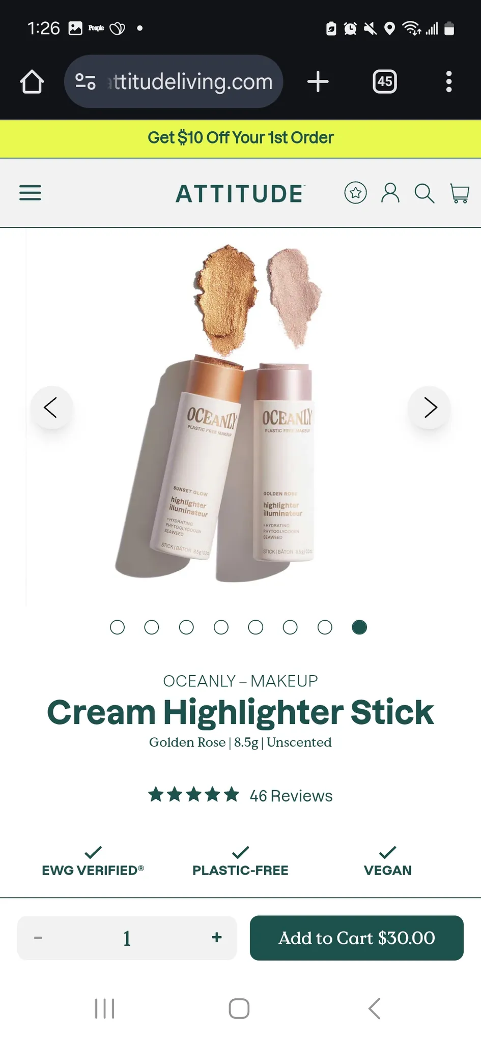 OCEANLY- MAKEUP  Cream Highlighter Stick photo 1