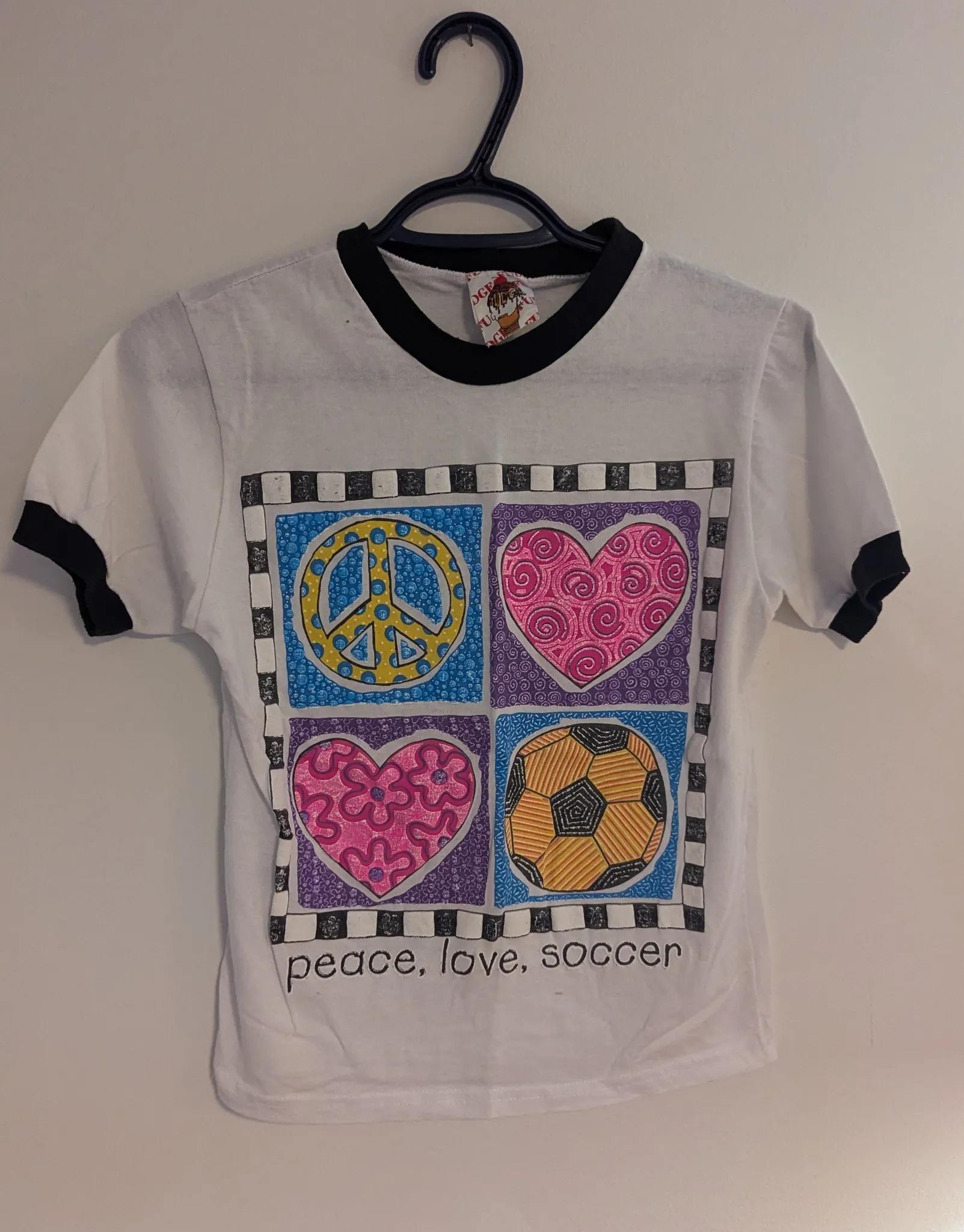 Vintage Peace Love Soccer T-Shirt photo 1
