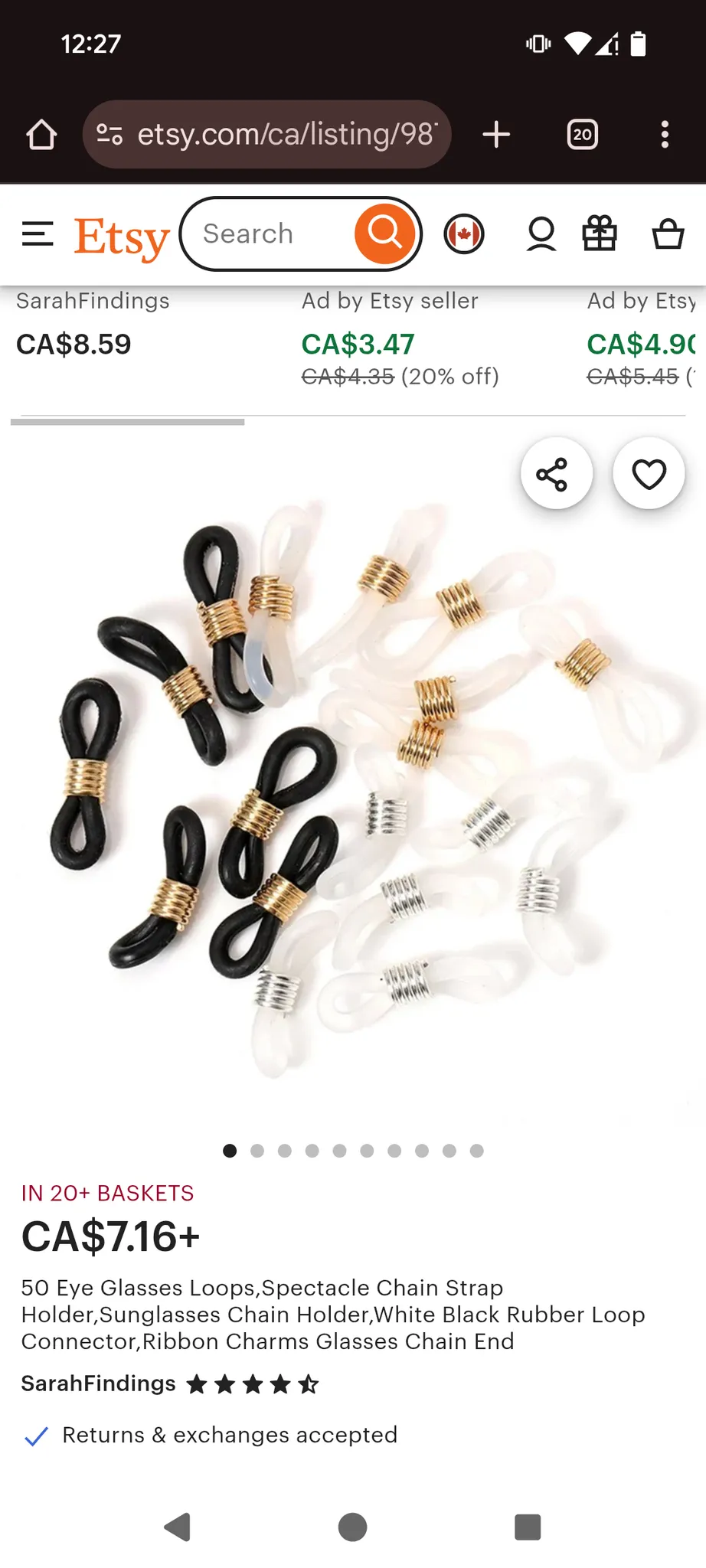 Glasses loop / rubber loop connector photo 1