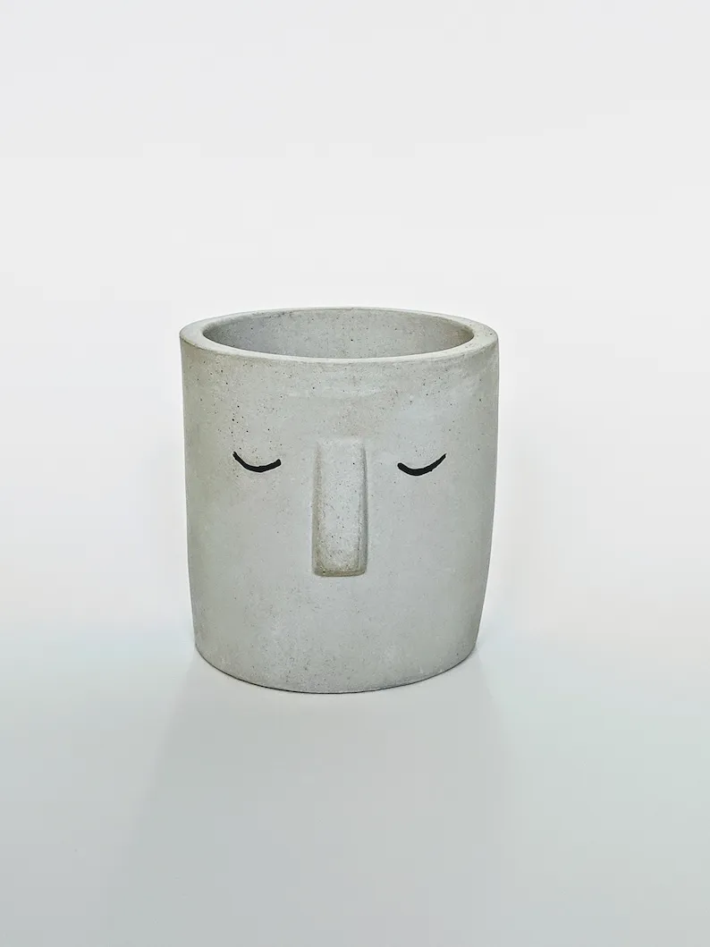 Bayview Flowers Face Cement Plant Pot (4") photo 1