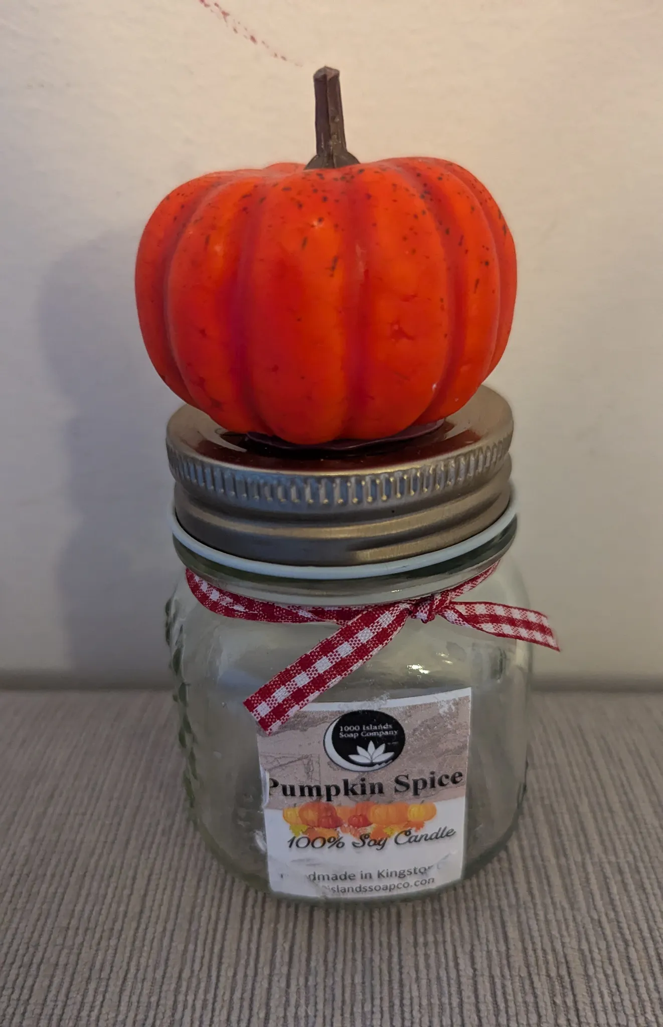 Mason Jar with Decorative Pumpkin photo 1