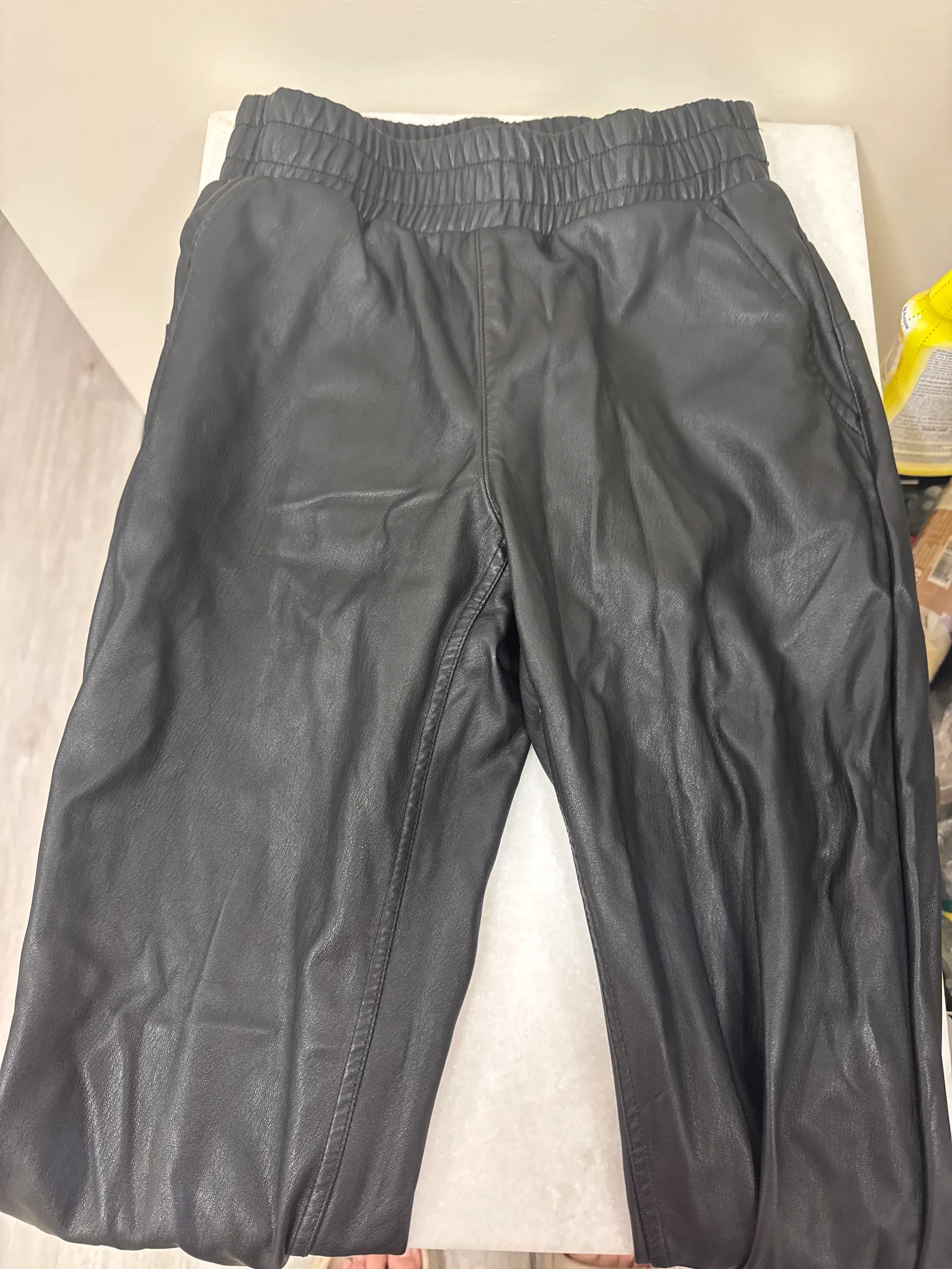 Black Faux Leather Joggers XS photo 1